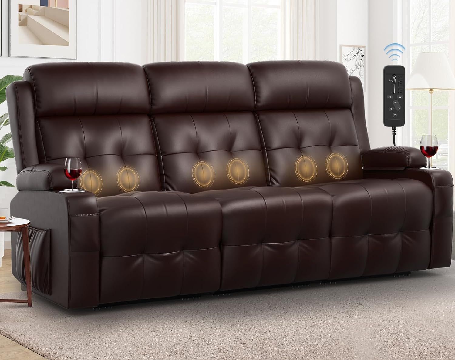 3 Seat Massage Recliner Sofa with Storage