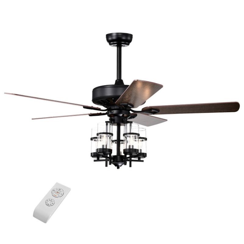 50 Inch Noiseless Ceiling Fan Light with Explosion-Proof Glass Lampshades