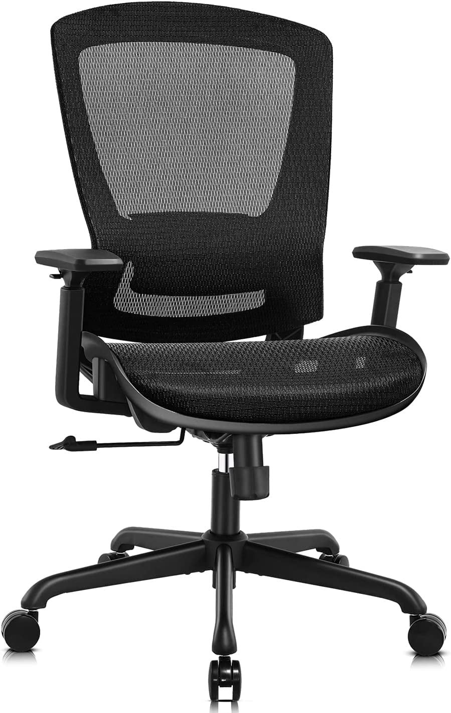 Mesh Office Chair,Ergonomic Computer Desk Chair,Sturdy Task Chair- Adjustable Lumbar Support &amp; Armrests,Tilt Function,Comfort Wide Seat,Swivel Home Office Chair (Black)