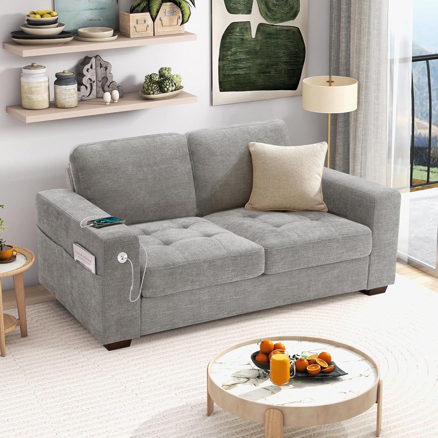 70&quot; Chenille Loveseat - Gray