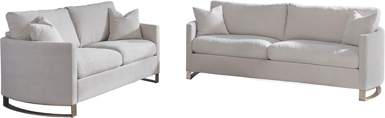 Corliss 2-Piece Arched Arms Living Room Set Beige and Rose Brass