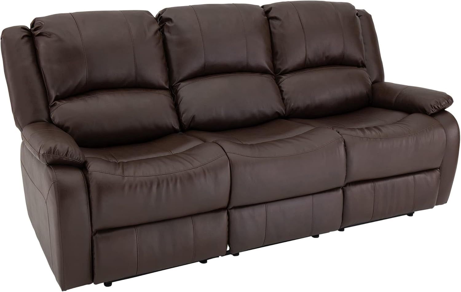 Charles 80&quot; Triple Recliner RV Sofa with Convertible Console | Zero Wall Reclining Sofa for Camper | Wall Hugger Couch | Upgraded 2023 Fabric (Mahogany)