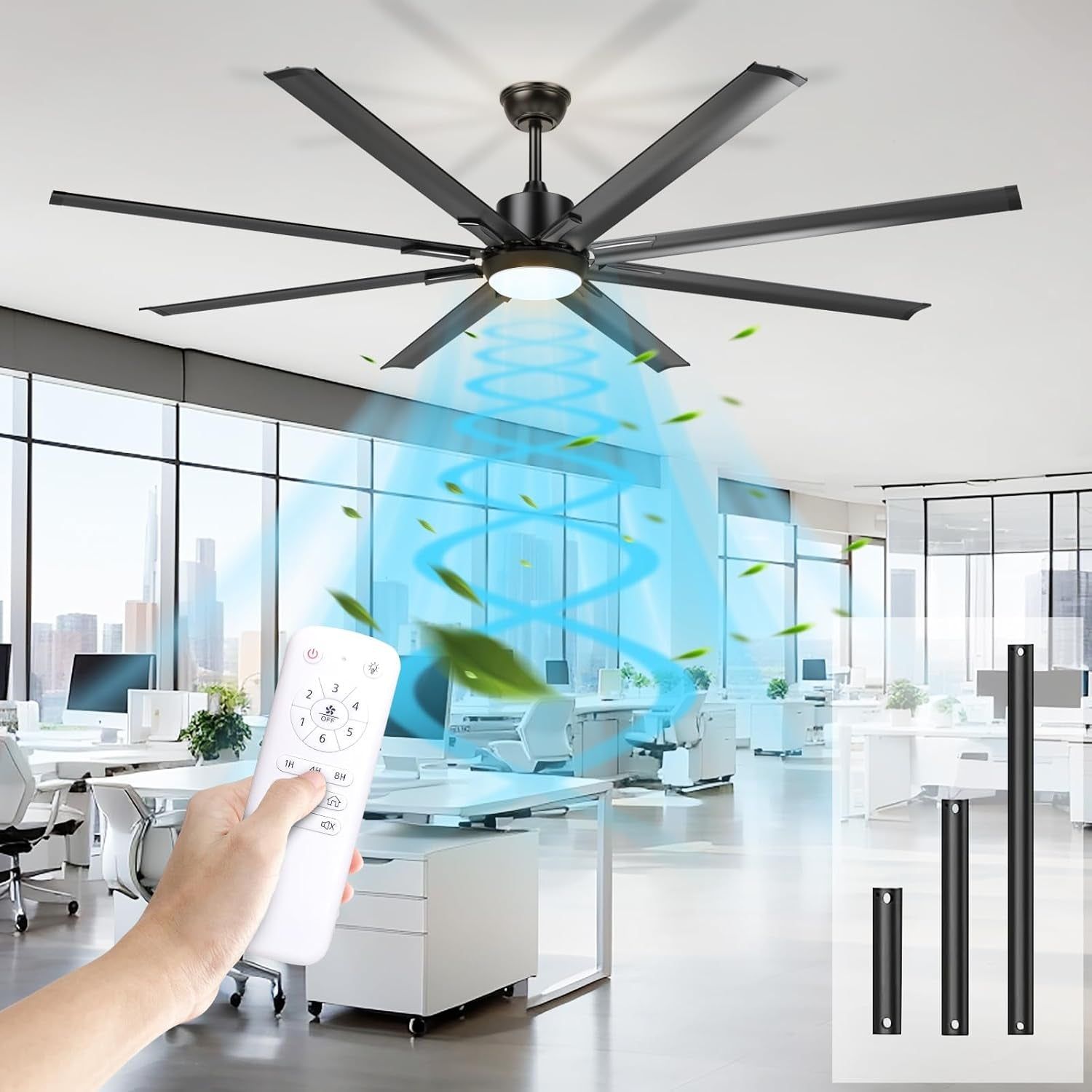 72&quot; Industrial Ceiling Fan with Light &amp; Remote