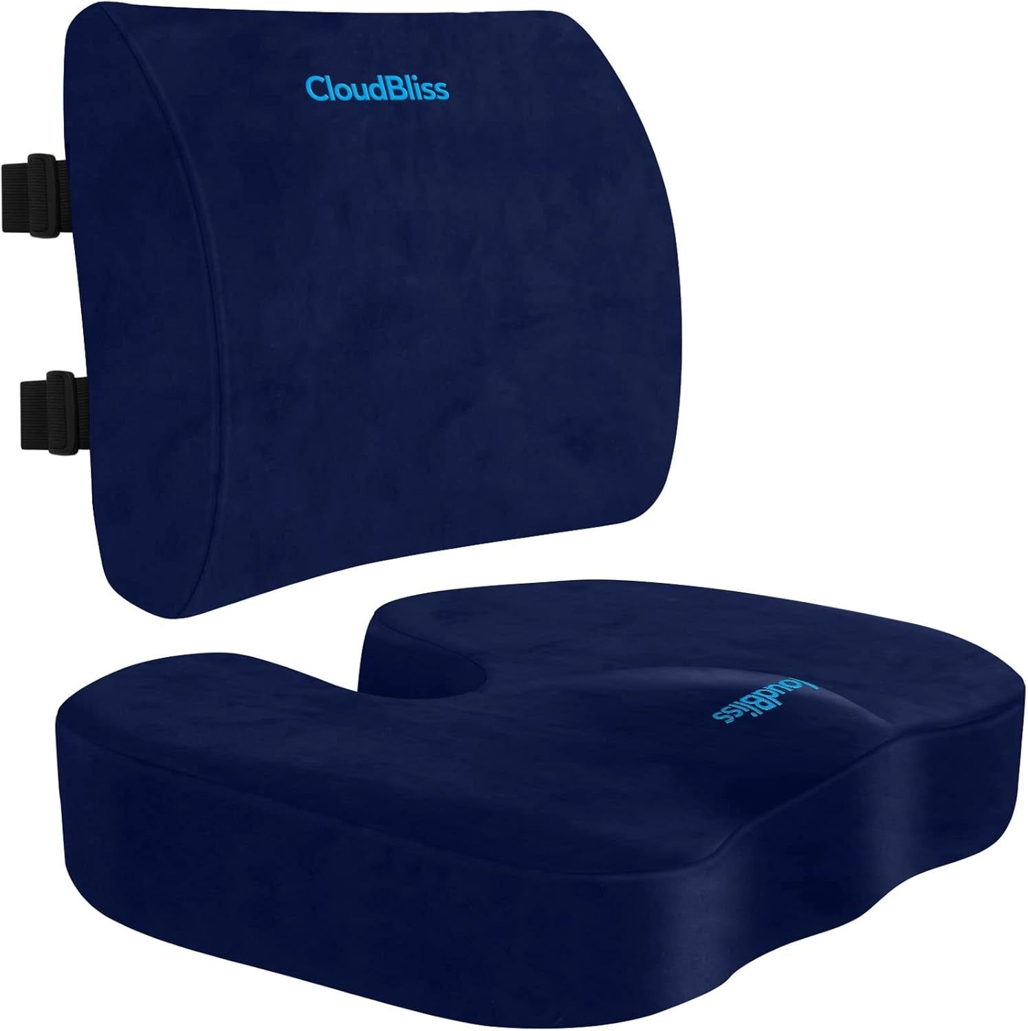 Seat Cushion,Office Chair Cushion,Car Seat Cushion,Lumbar Support Pillow for Office Chair,Back Support Memory Foam Pillow Coccyx Cushion for Tailbone Pain,Sciatica &amp; Back Pain Relief -Blue