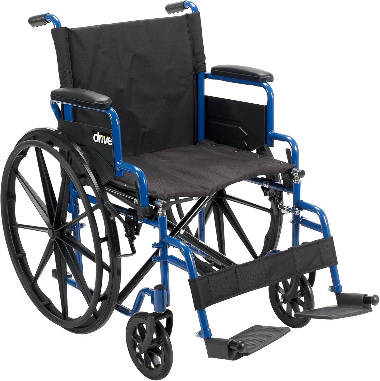 Blue Streak Wheelchair with Flip Back Desk Arms, Swing Away Footrests,Foldingdesk Length Arms, Alloy Steel, 20 Inch Seat