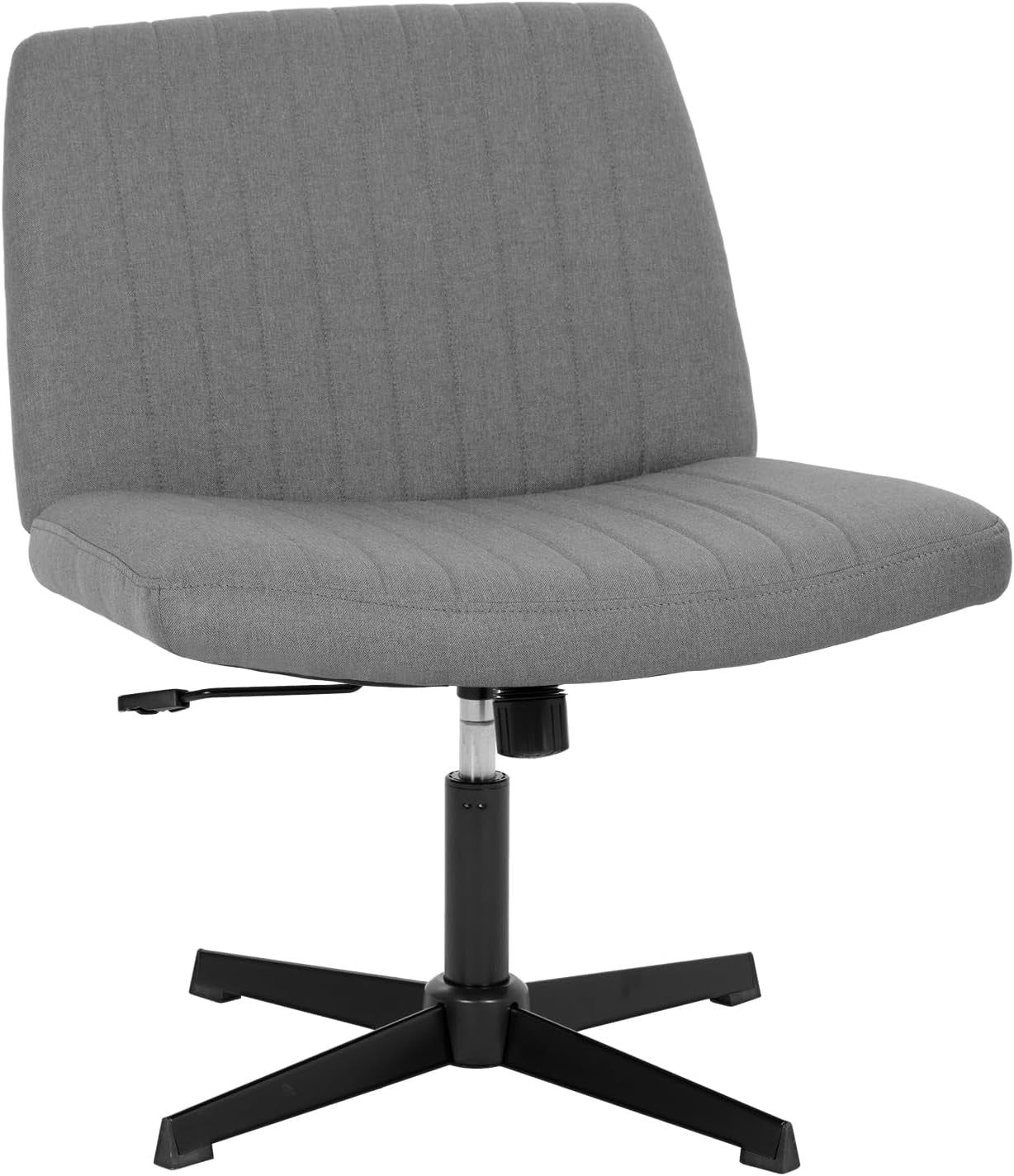 Criss Cross Chair Armless Office Chair No Wheels Modern Swivel Height Adjustable Ergonomic Desk Chair with Wide Seat Computer Task Vanity Chair for Home Office,Grey
