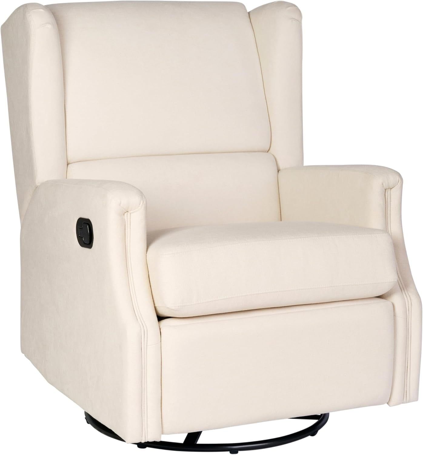 Omma Swivel Glider Rocking Recliner, Manual Wingback Recliner with 360 Degree Swivel, for Living Room, Bedroom, or Nursery, Upholstered, Cream