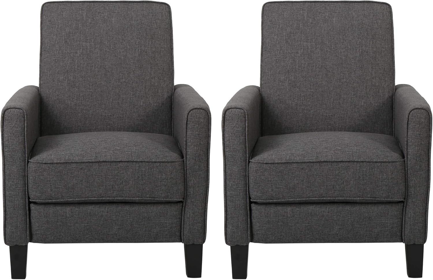 Emmie Fabric Recliner (Set of 2), Smoke, Dark Brown