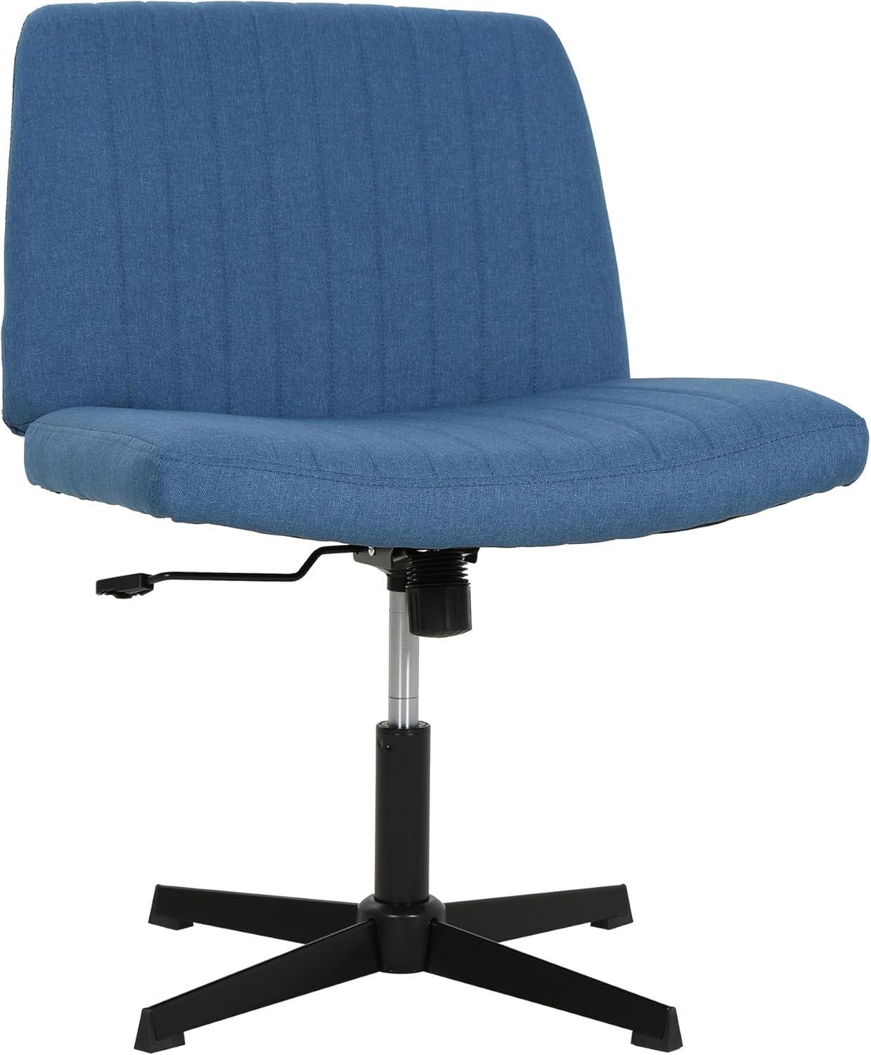 Criss Cross Chair Armless Cross Legged Office Desk Chair Adjustable Swivel Ergonomic Gaming Chair No Wheels Backrest with Wide Seat Native Sponge Computer Task Vanity Chair for Home Office,Blue