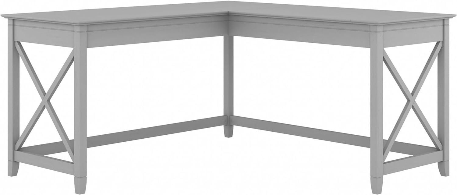 Bush Furniture Key West 60W Modern Farmhouse L Shaped Desk in Cape Cod Gray | 60-Inch Corner Table for Home Office