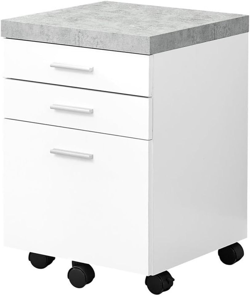 I 7051 File Cabinet, Rolling Mobile, Storage Drawers, Printer Stand, Office, Work, Laminate, Grey, White, Contemporary, Modern