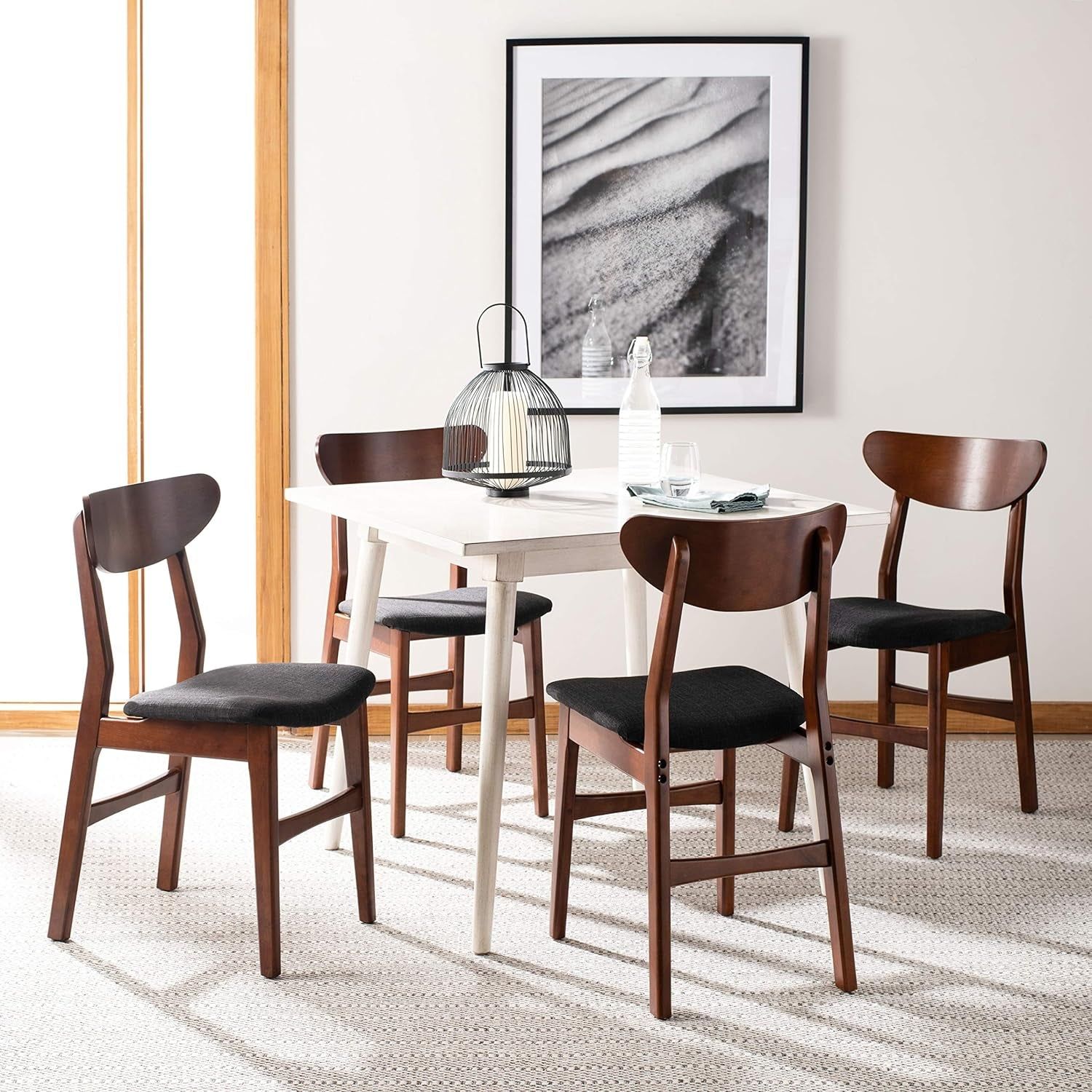 Home Lucca Retro Walnut and Black Cushion Dining Chair, Set of 2