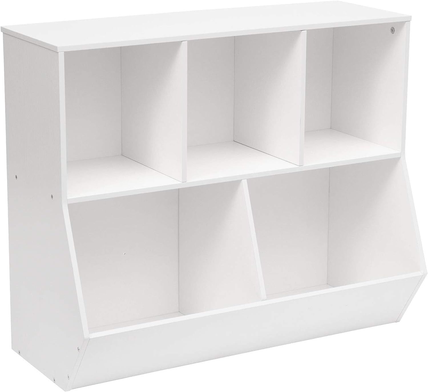 Kids Bookshelf, Bookcase Footboard, Toy Storage Cubby, Children&#39;S Toy Shelf, 35.4&quot; L Storage Cabinet, Fit for Children&#39;S Room, Playroom, Hallway, Kindergarten, White WT32CW01