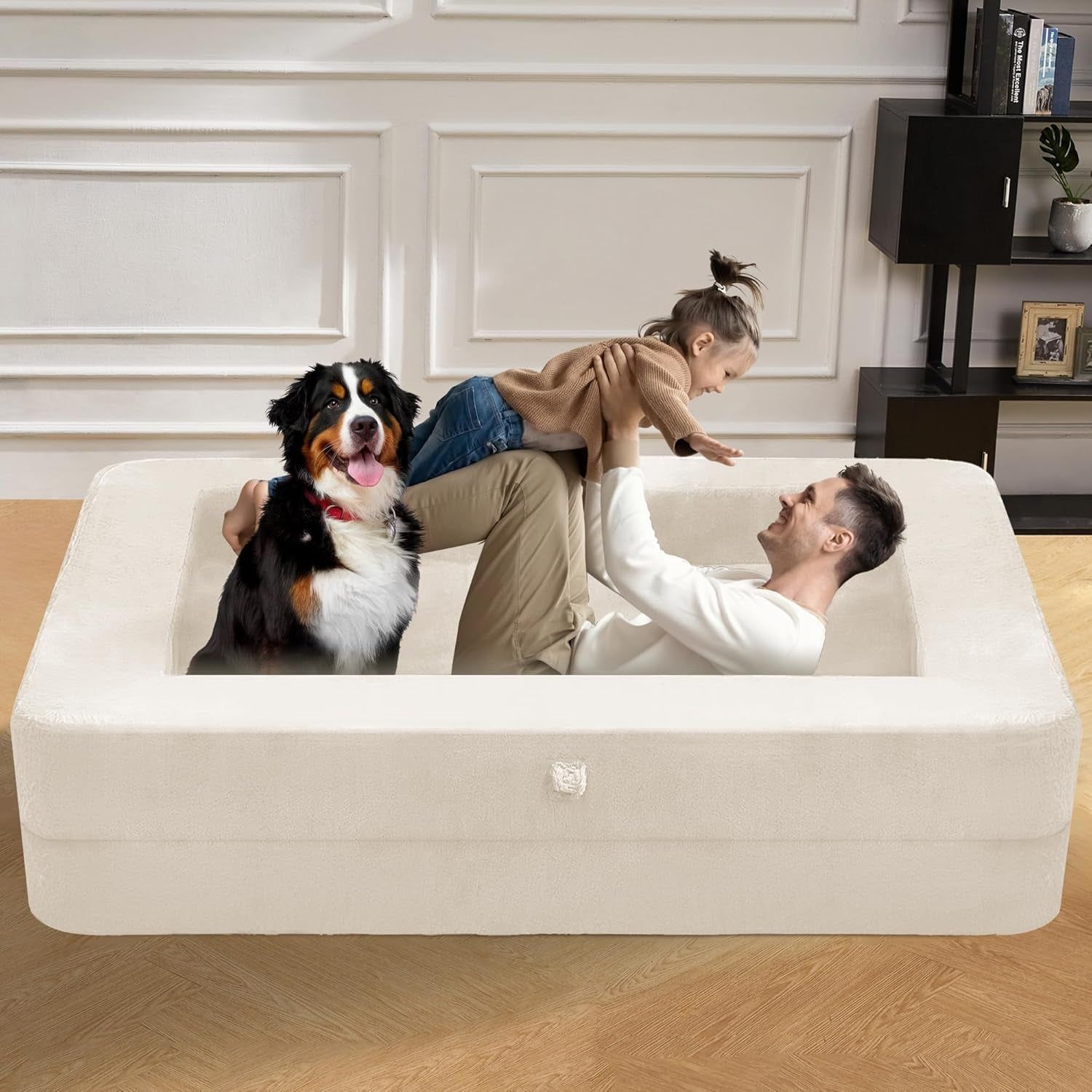 Milky White Large 3-in-1 Folding Bean Bag Couch
