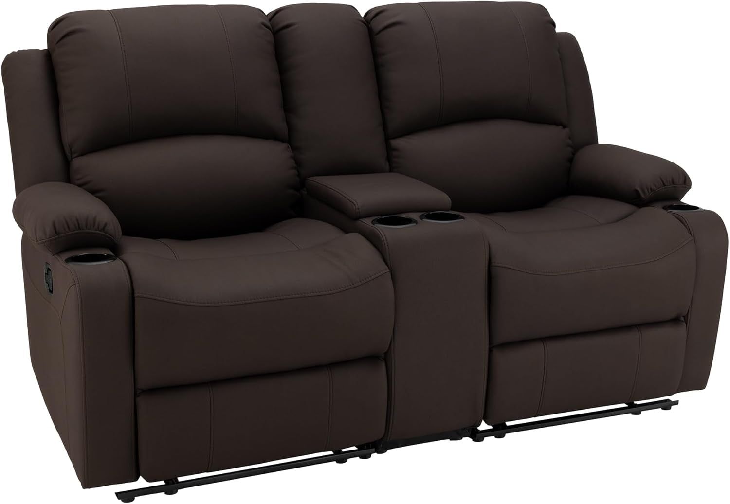65&quot; Wall Hugger Reclining RV | RV Theater Seats | Double Recliner RV Sofa &amp; Console | RV Couch | Wall Hugger Recliner | RV Theater Seating | RV Furniture | (Manual, Chocolate)