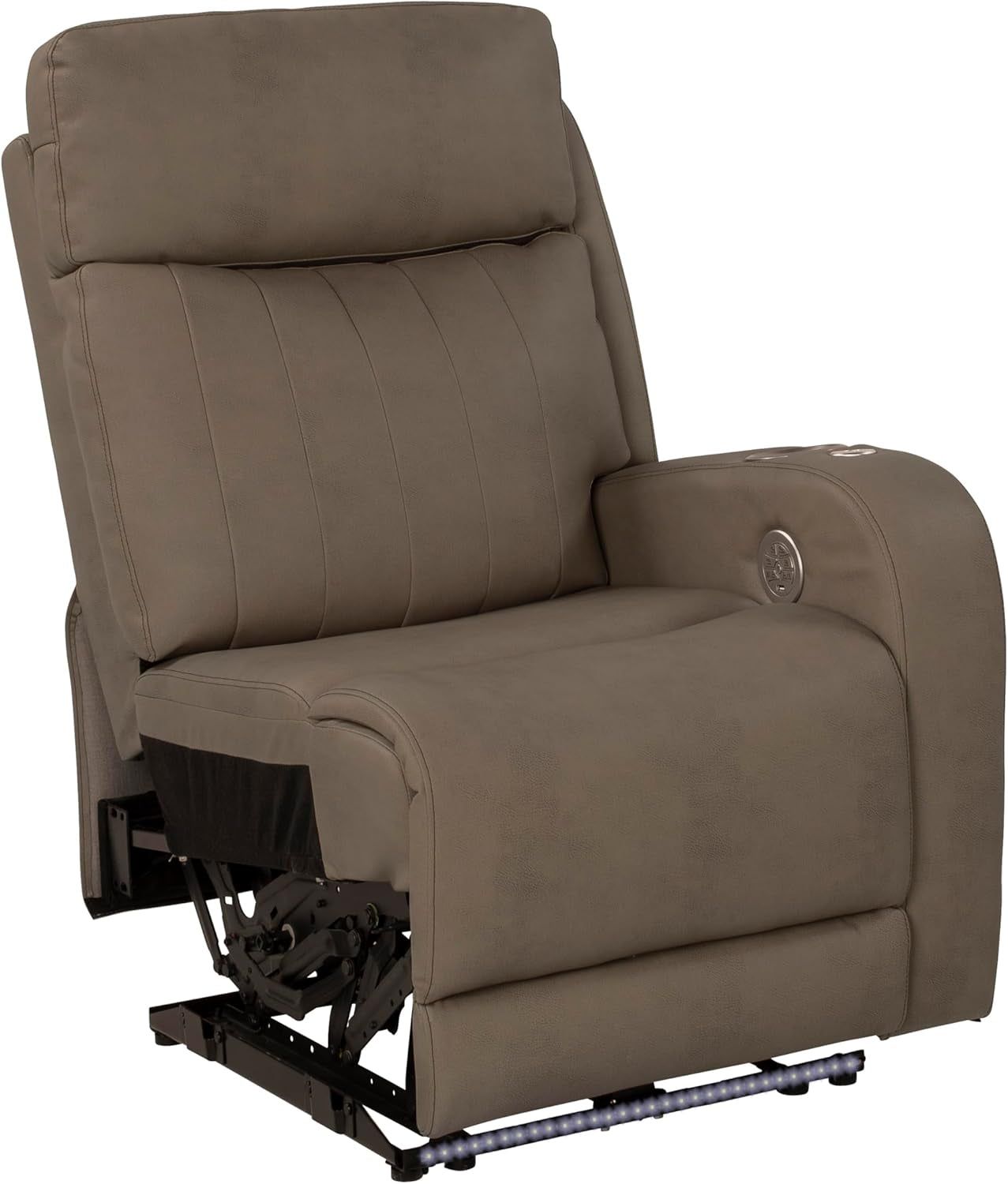 Seismic RV Recliner - Left Hand - Grummond — Power Recline, Massage, Lumbar - LED Lighting, Cupholders - Polyhyde Fabric - High-Density Foam - Easy-To-Clean Polyhyde Vinyl — 2020129329