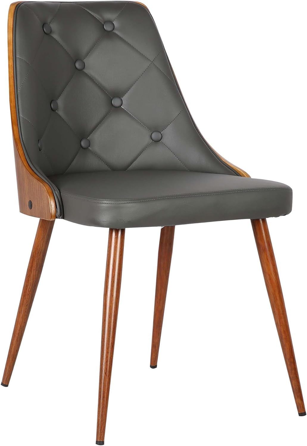 Lily Dining Chair in Grey Faux Leather and Walnut Wood Finish 20 X 31 X 23
