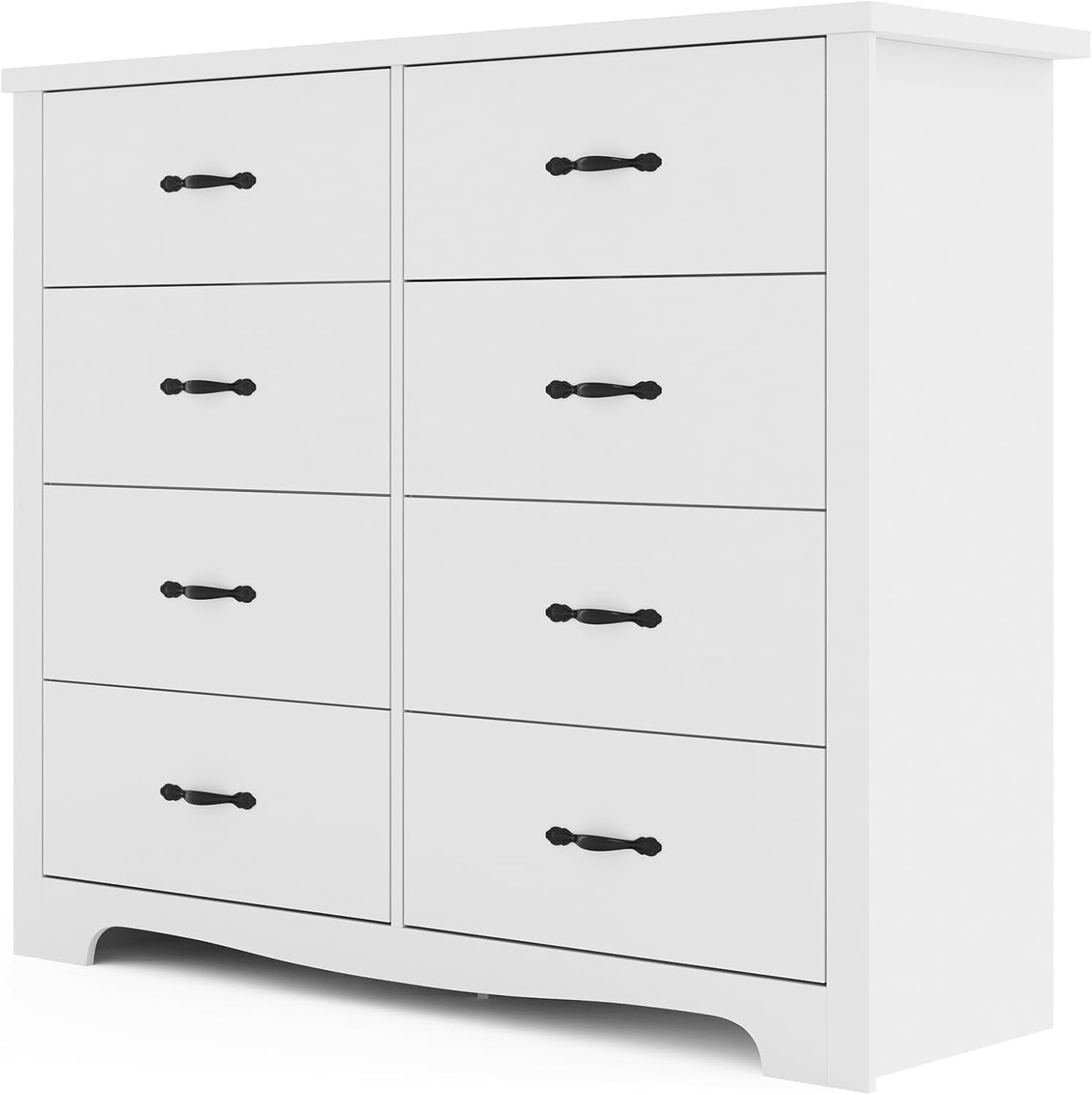 White 8-Drawer Dresser - Modern Bedroom Chest with Wide Drawers, Wood Storage Organizer for Bedroom or Living Room