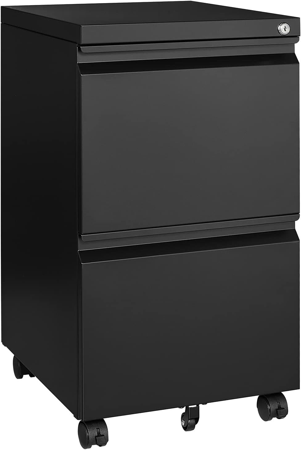 2 Drawer File Cabinet on Wheels, Home Office Mobile under Desk with Lock, Vertical Files Drawers for Legal/Letter/A4,Fully Assembled