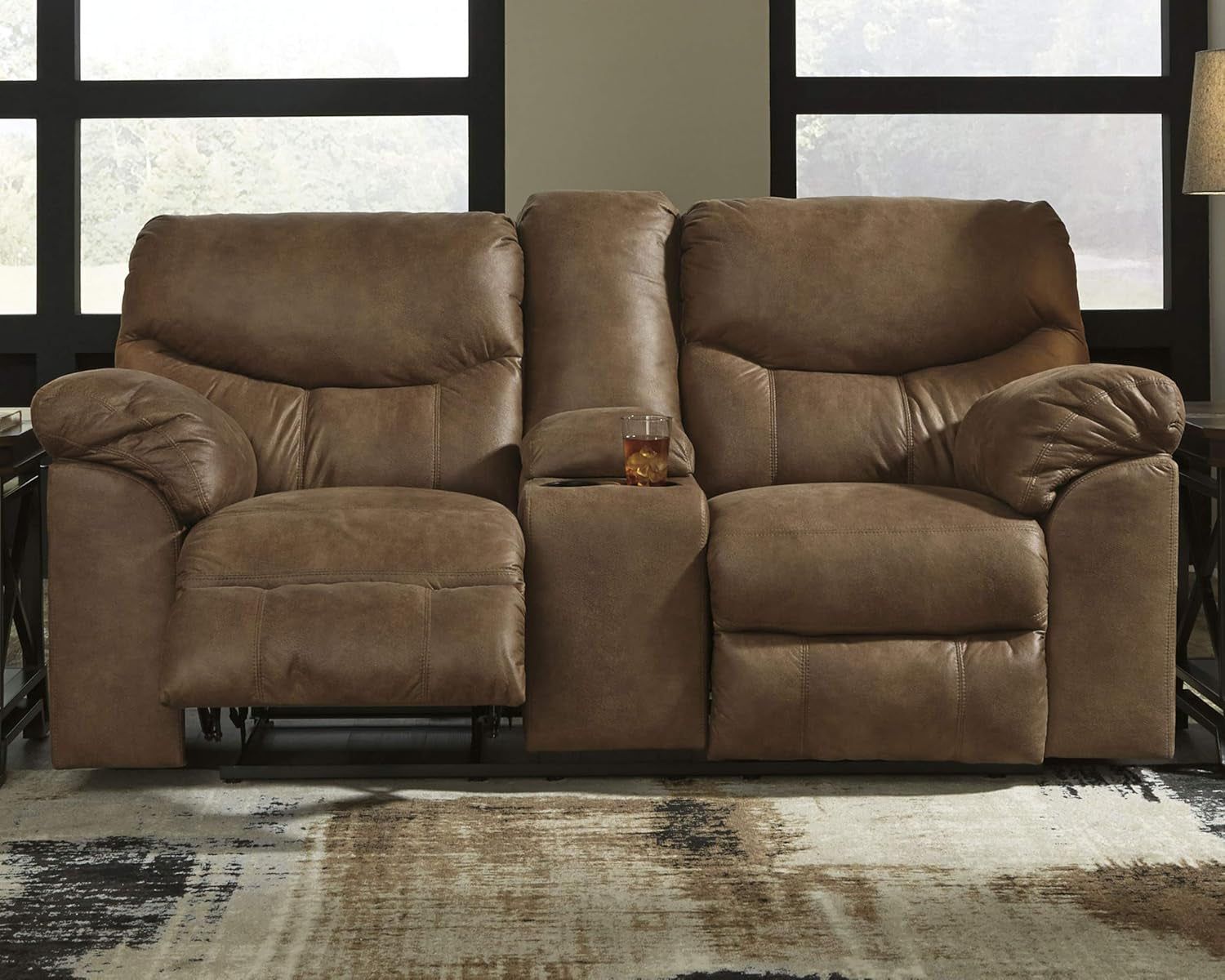 Brown Faux Leather Recliner Loveseat