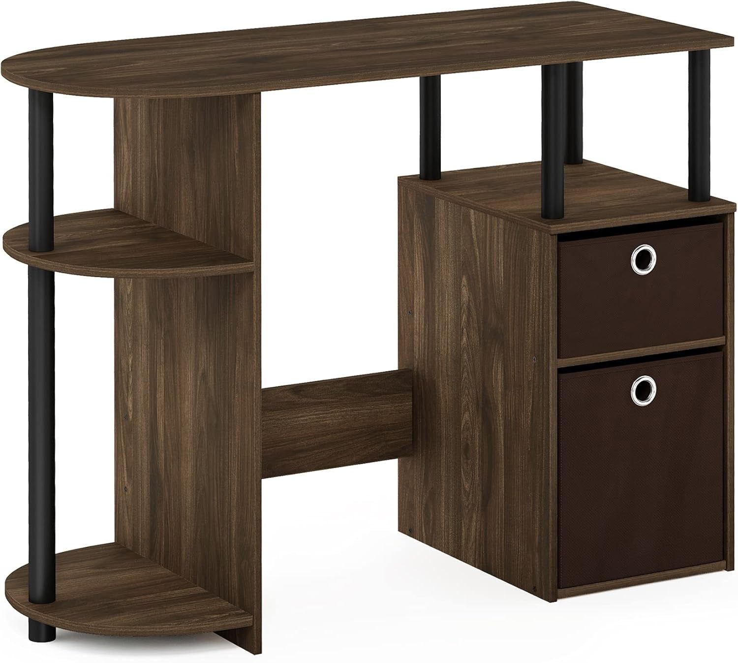 JAYA Simplistic Computer Study Desk, Columbia Walnut/Black/Dark Brown