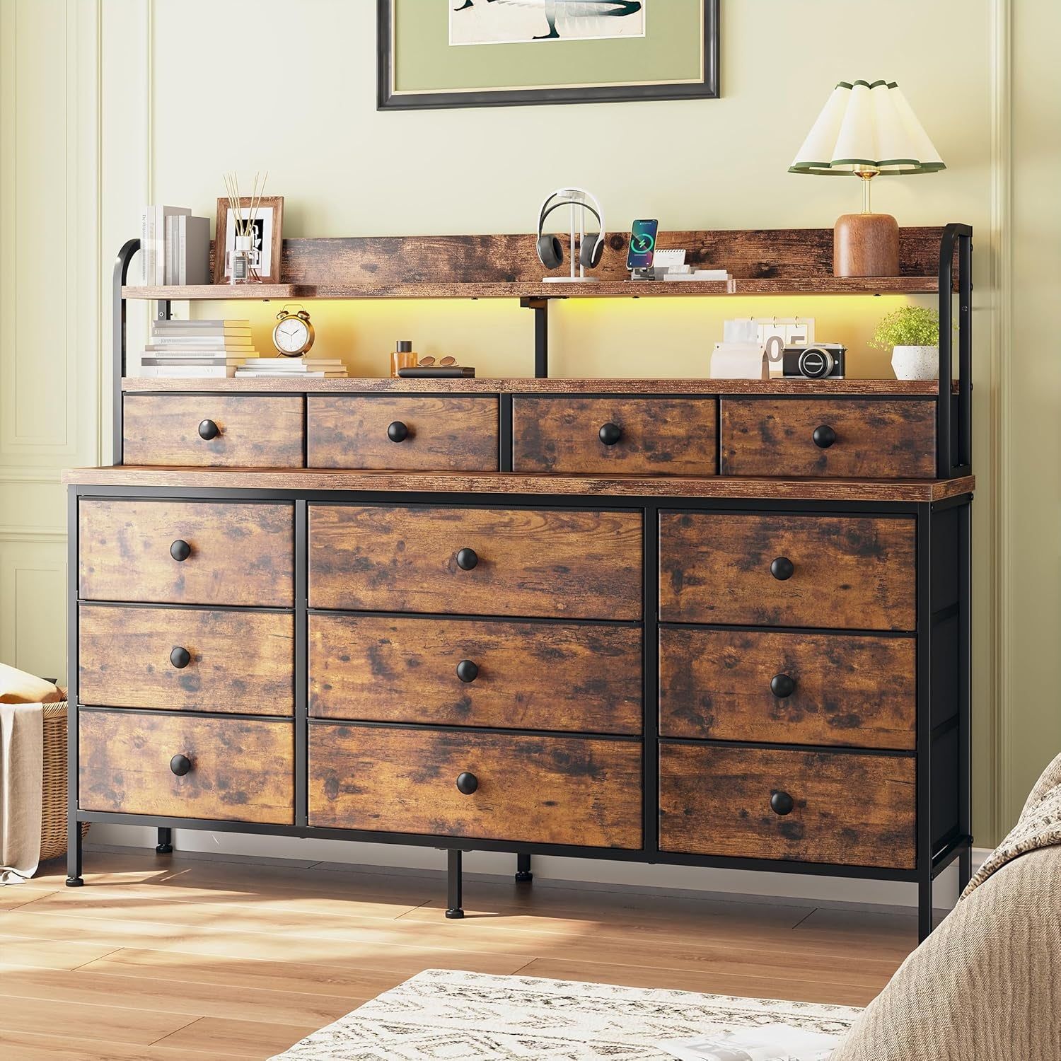 51&quot; Wide 13 Drawer LED Dresser for Bedroom