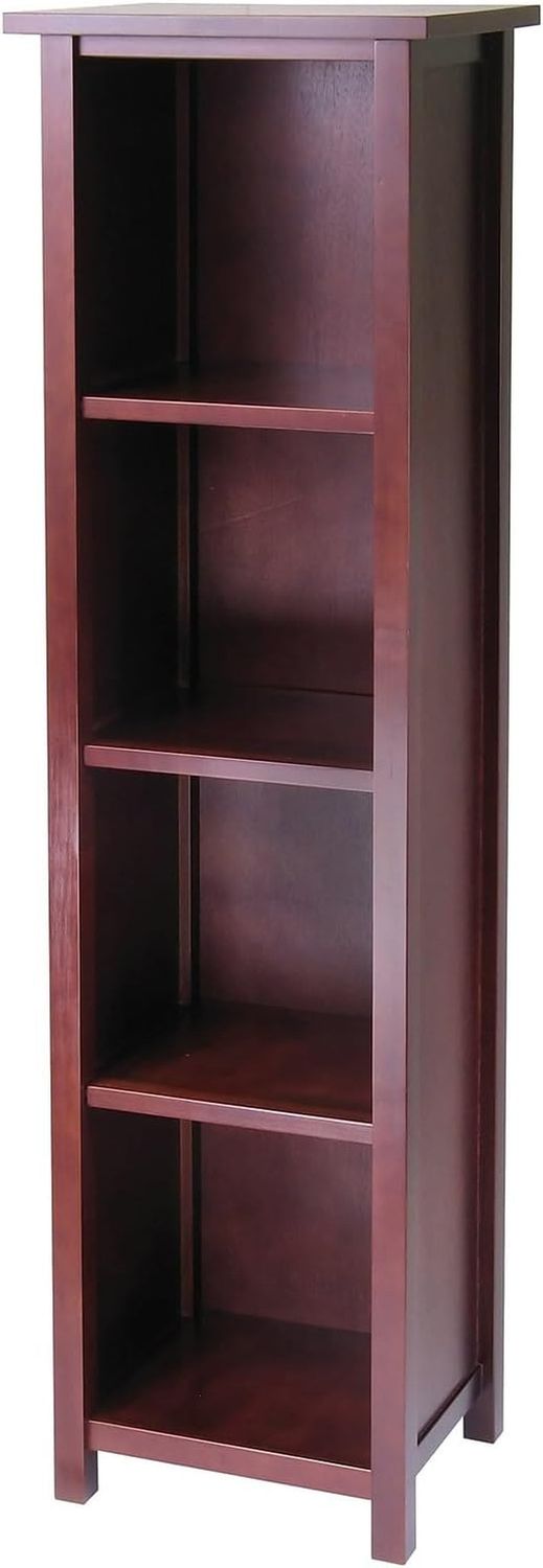 Milan Solid/Composite Wood 5-Tier Tall Storage Shelf or Bookcase, Antique Walnut (94416)