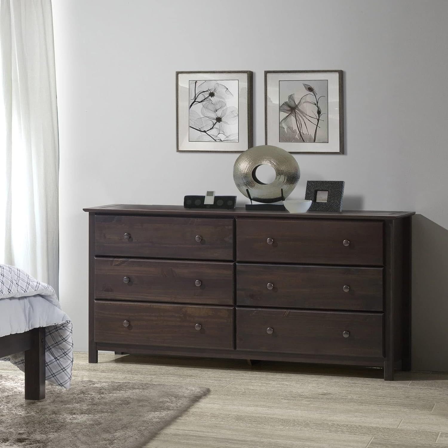 Shaker 6-Drawer Dresser, Solid Wood with an Expresso Finish
