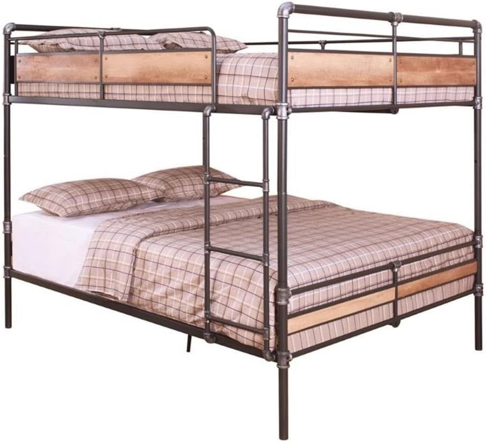 Brantley II Queen over Queen Metal Bunk Bed in Sandy Black