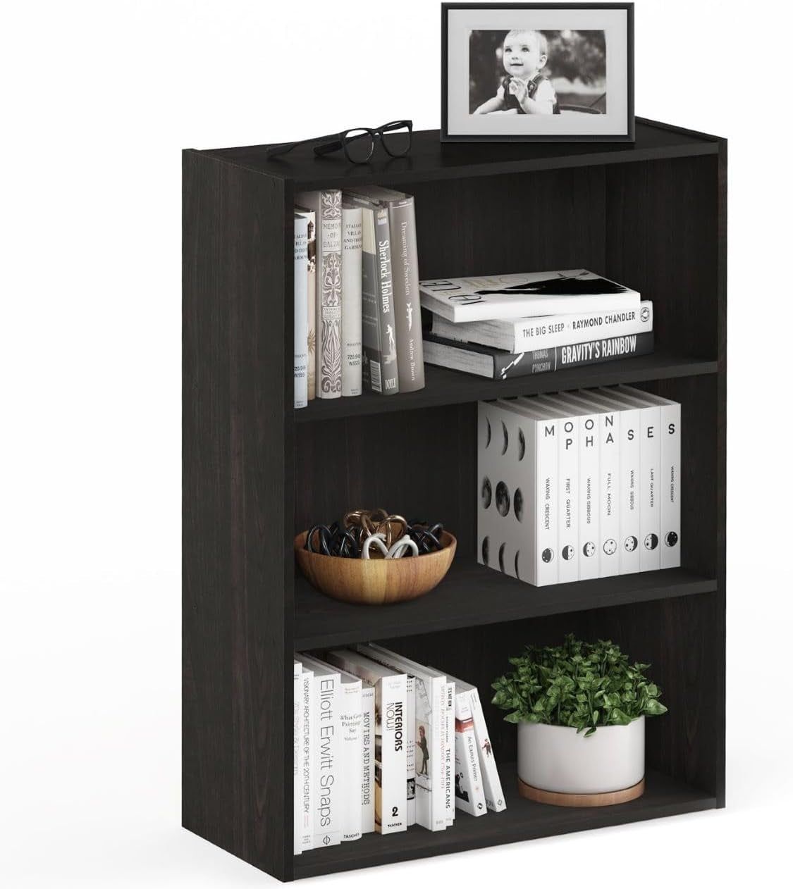 Pasir 3-Tier Open Shelf Bookcase, Blackwood