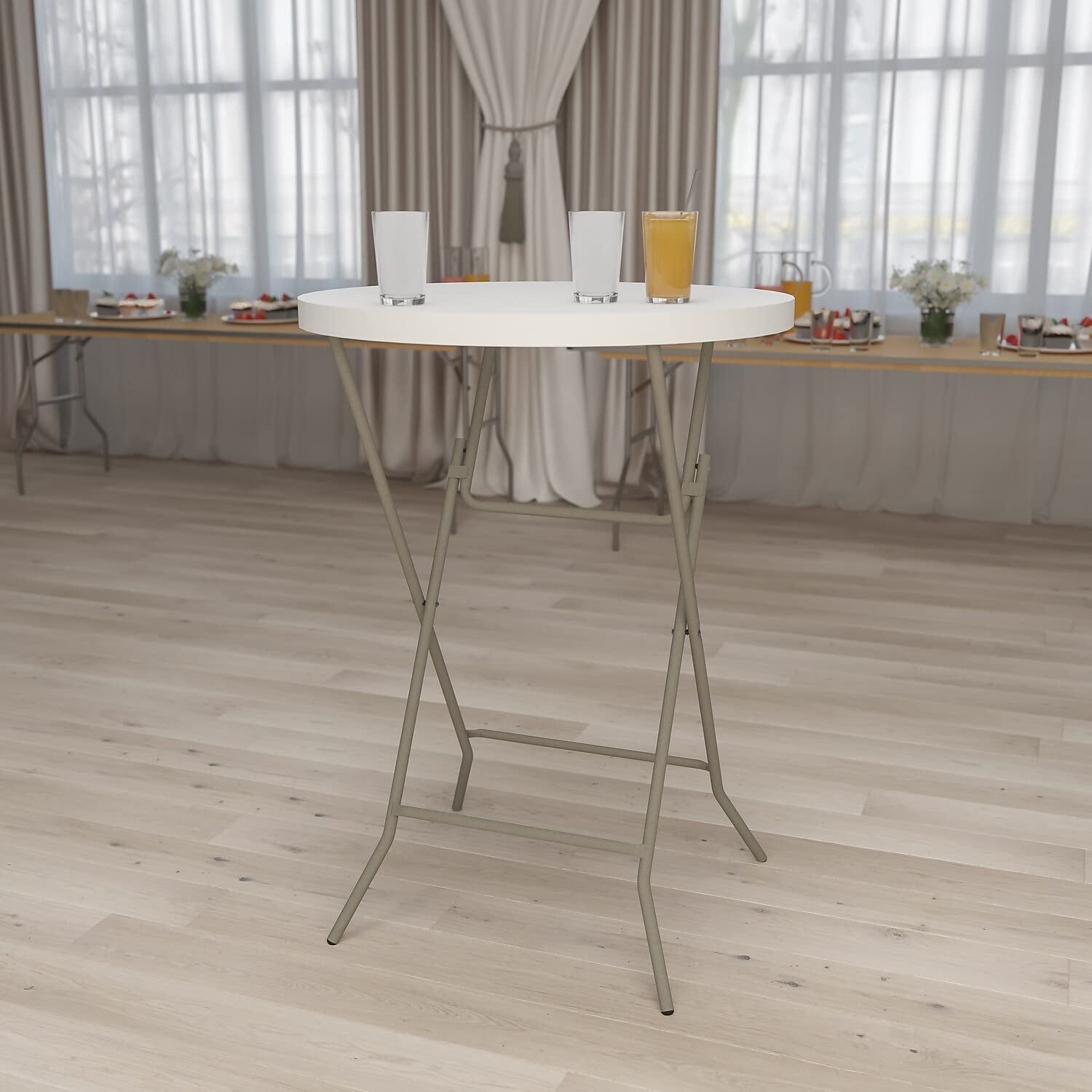 Round Folding Plastic Bar Table in White