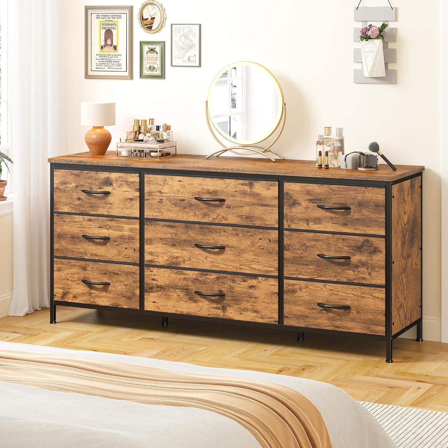 9 Drawer Dresser TV Stand for 60 Inch TV