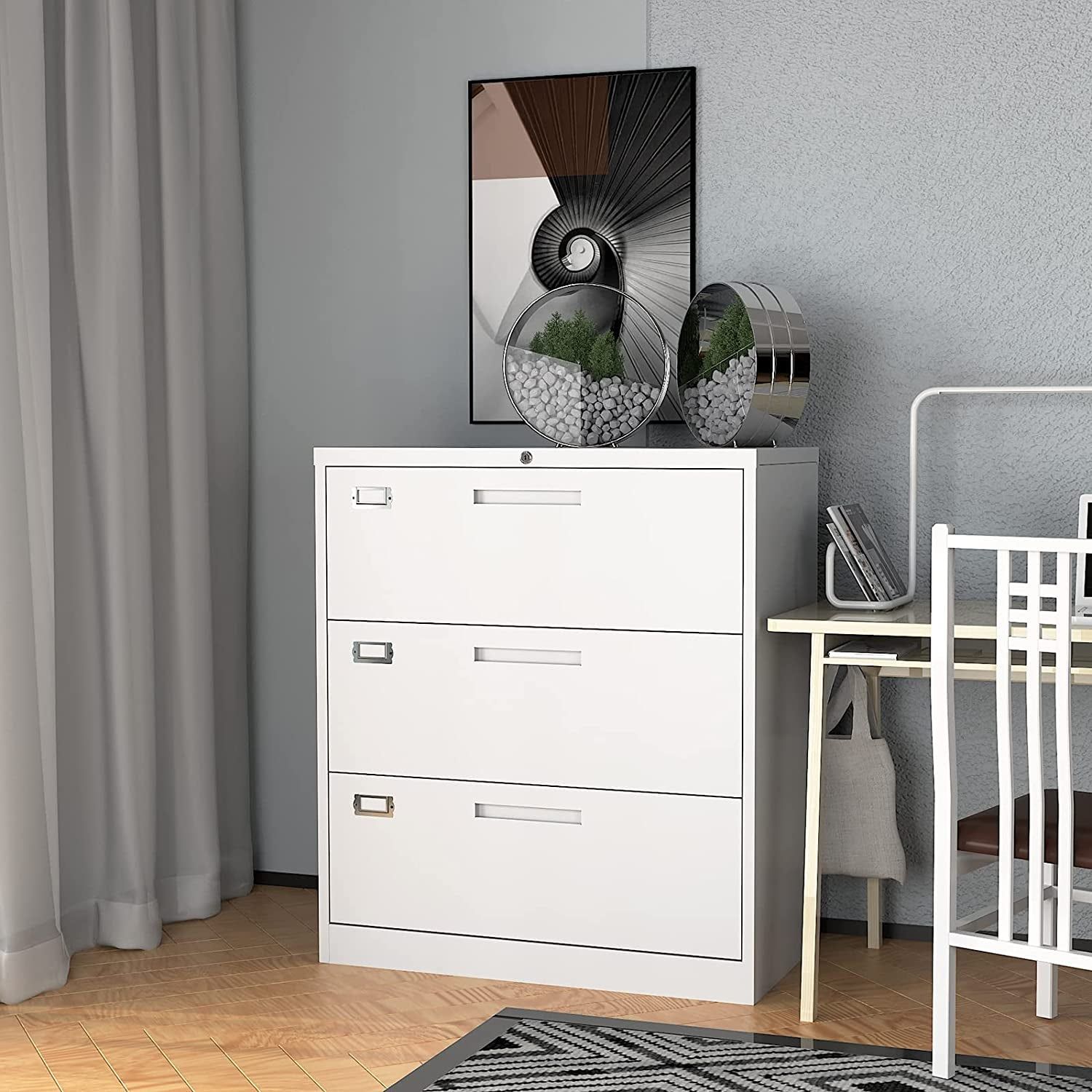 Lockable 3-Drawer Metal File Cabinet for Home Office