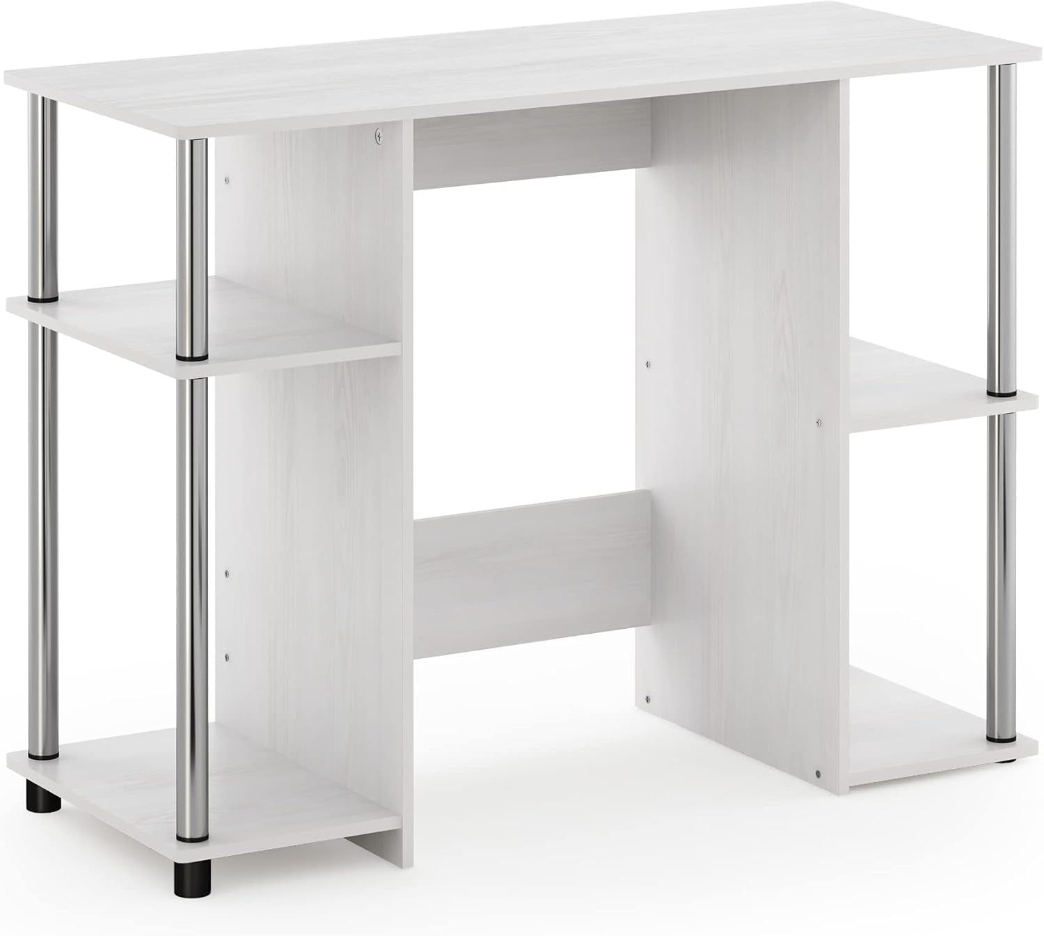 Jaya Computer Study Desk, White Oak/Stainless Steel