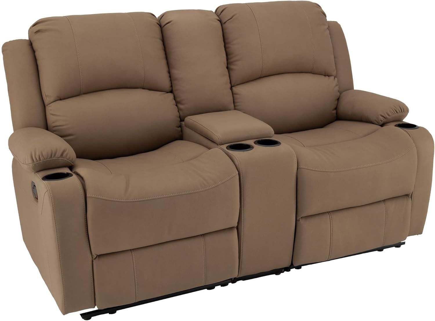 65&quot; Wall Hugger Reclining RV | RV Theater Seats | Double Recliner RV Sofa &amp; Console | RV Couch | Wall Hugger Recliner | RV Theater Seating | RV Furniture | (Cappuccino, Manual)