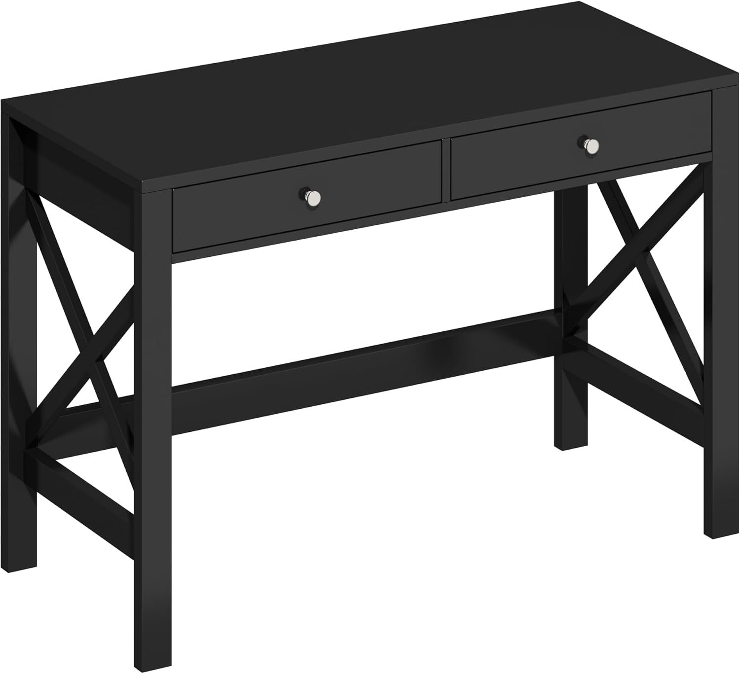 Home Office Desk Writing Computer Table Modern Design Black Desk with Drawers, Makeup Vanity Table
