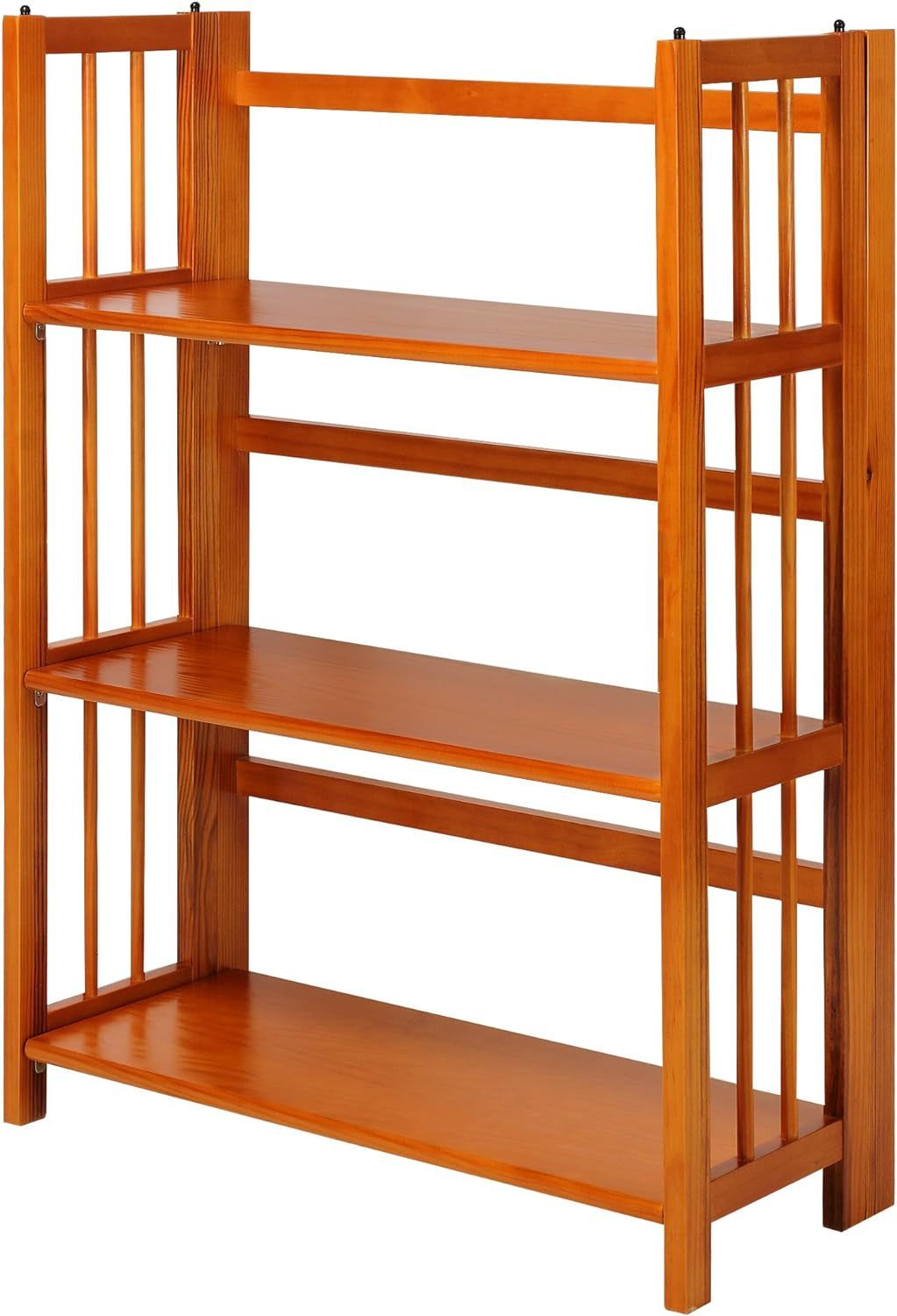 3-Shelf Folding Stackable Bookcase (27.5&quot; Wide)-Honey Oak