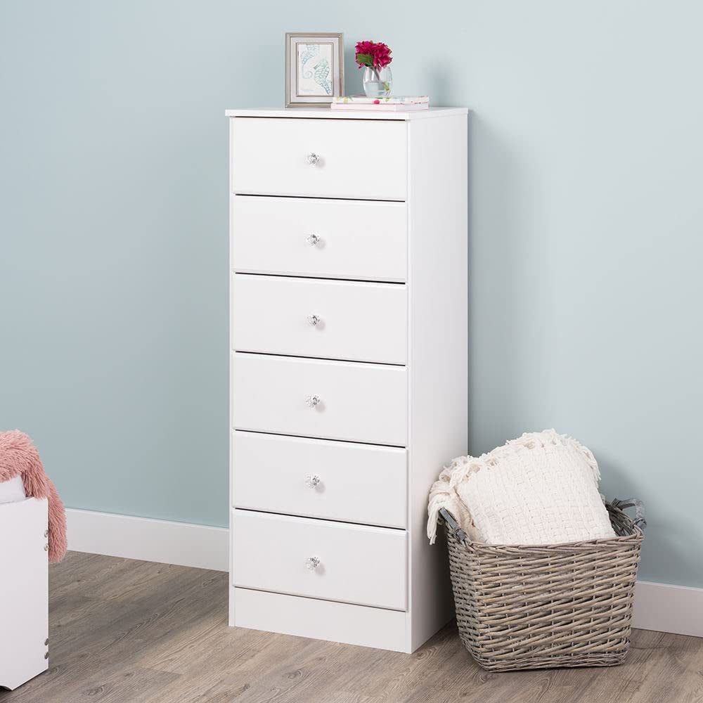 Astrid 6-Drawer Tall Chest with Acrylic Knobs