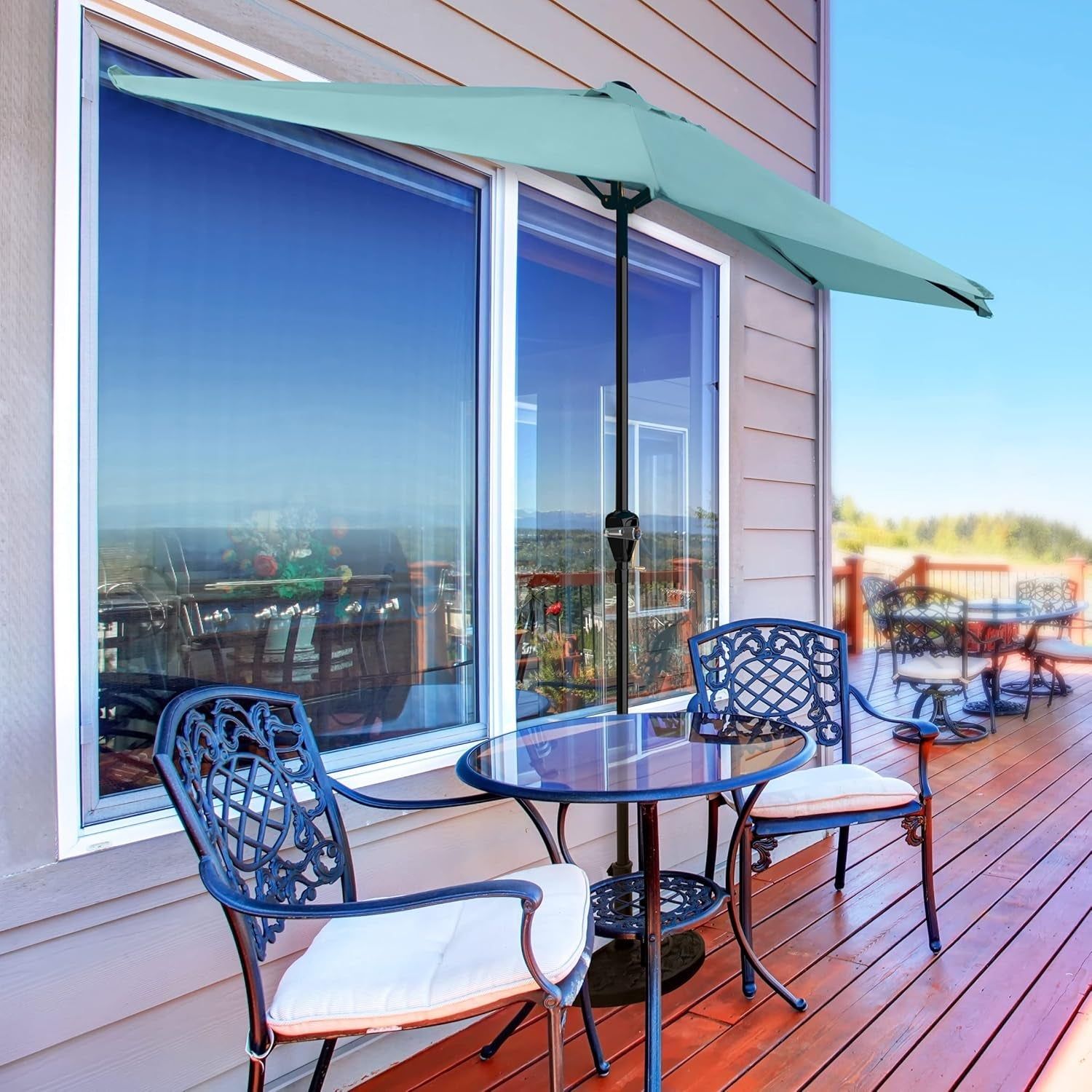 9ft Half Patio Umbrella: Easy Crank Shade for Small Spaces