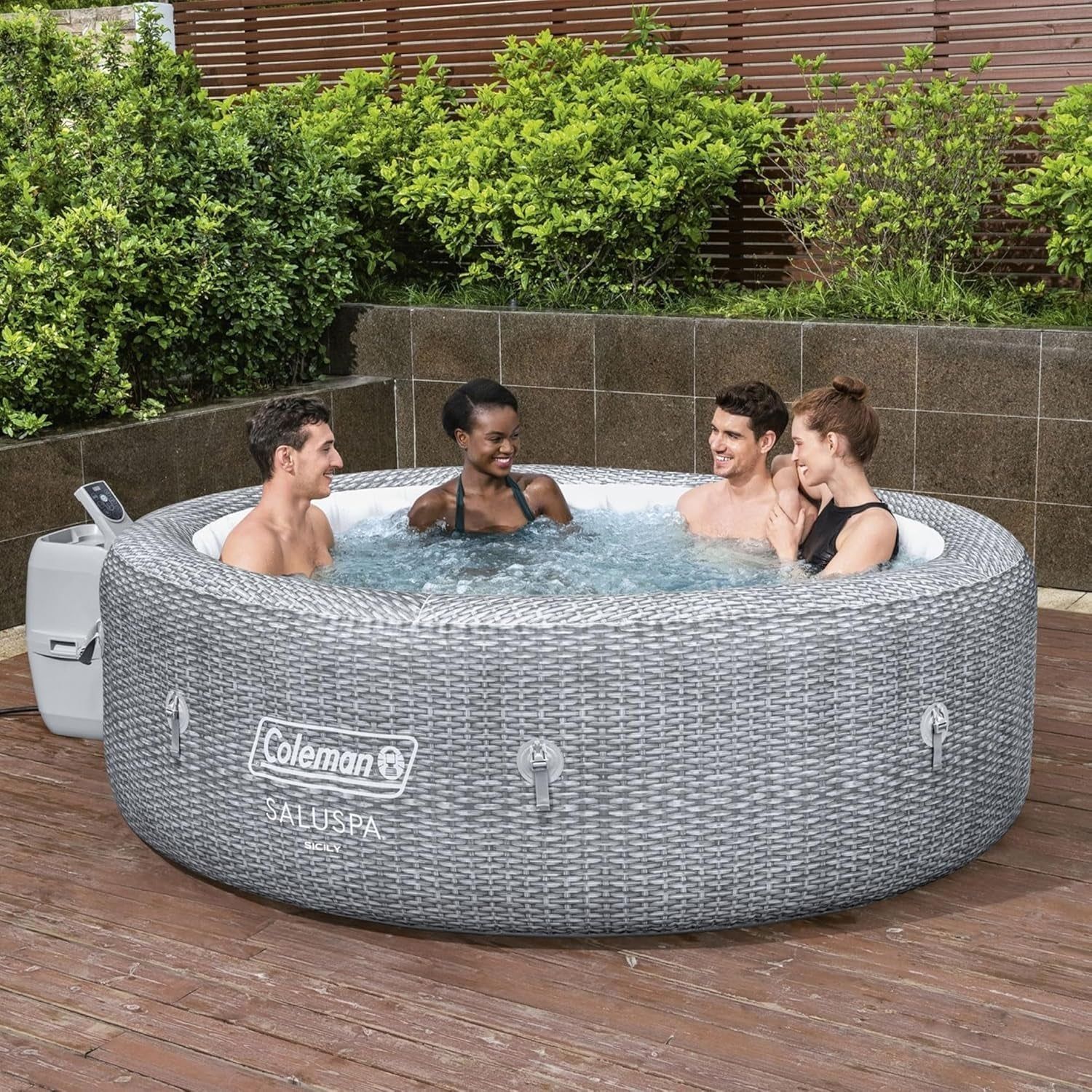 7 Person Gray Inflatable Hot Tub 180 Jets