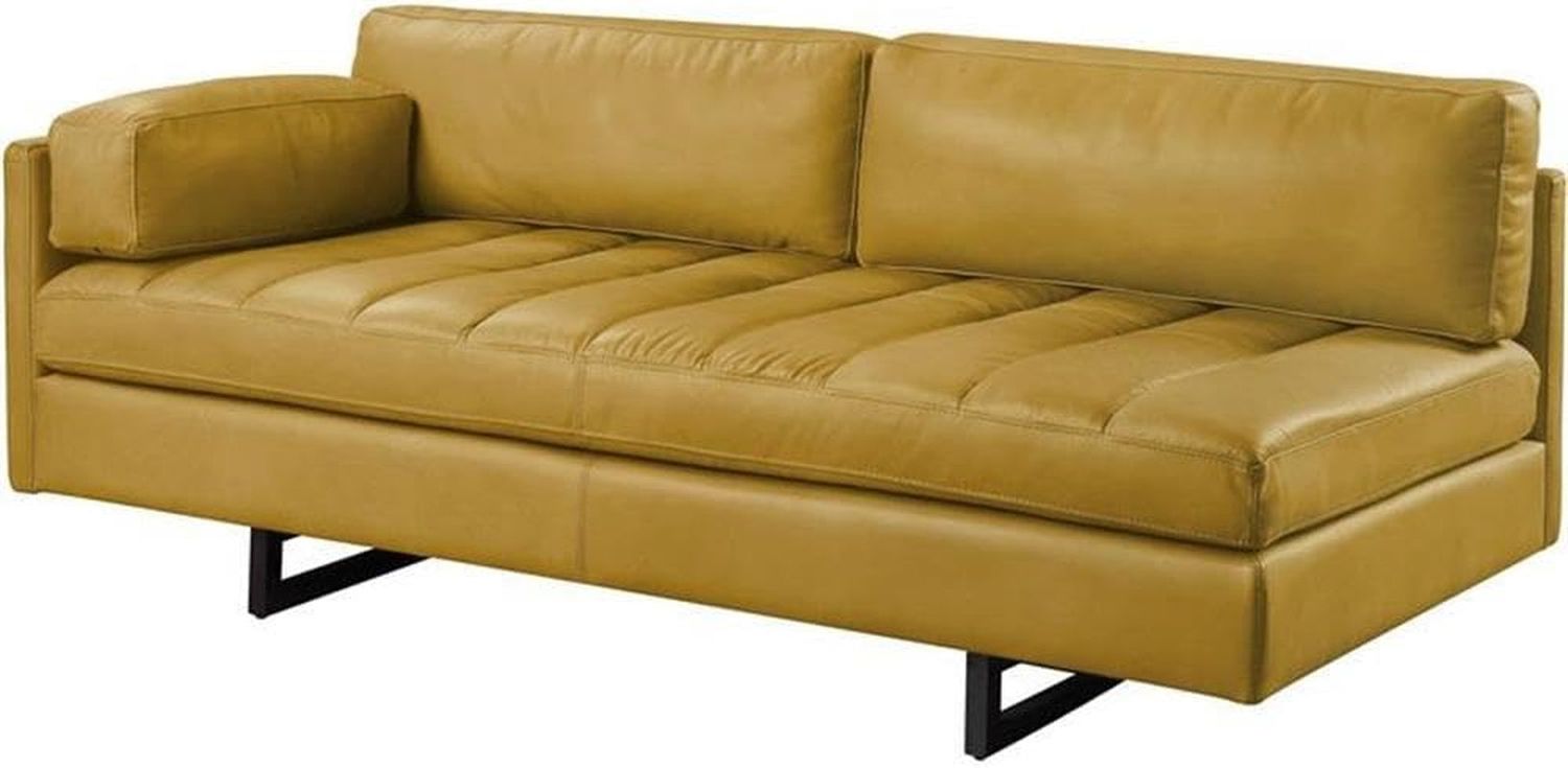 Radia Sofa with Pillow in Yellow Turmeric Top Grain Leather