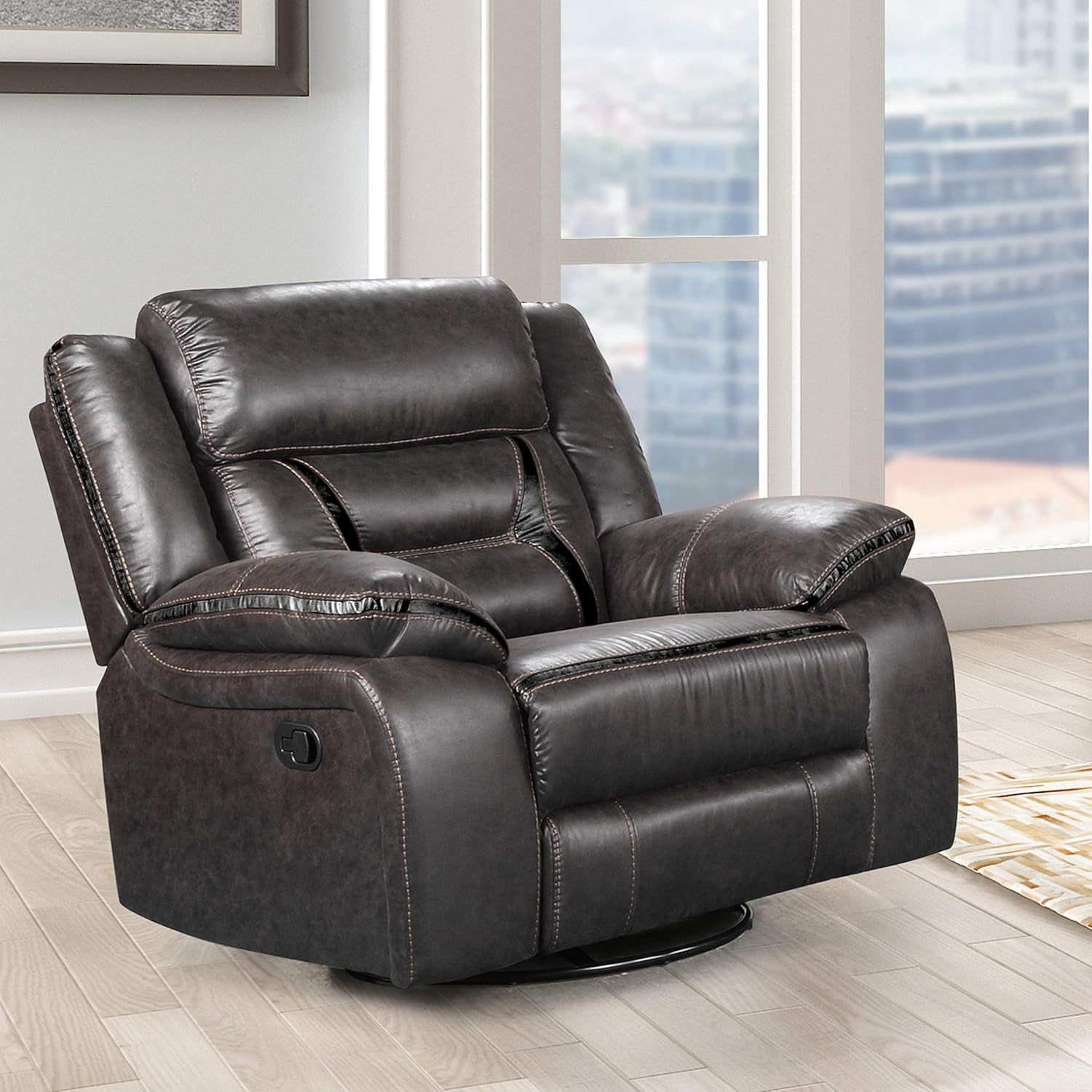 Elkton Manual Motion Recliner, Dark Chesnut
