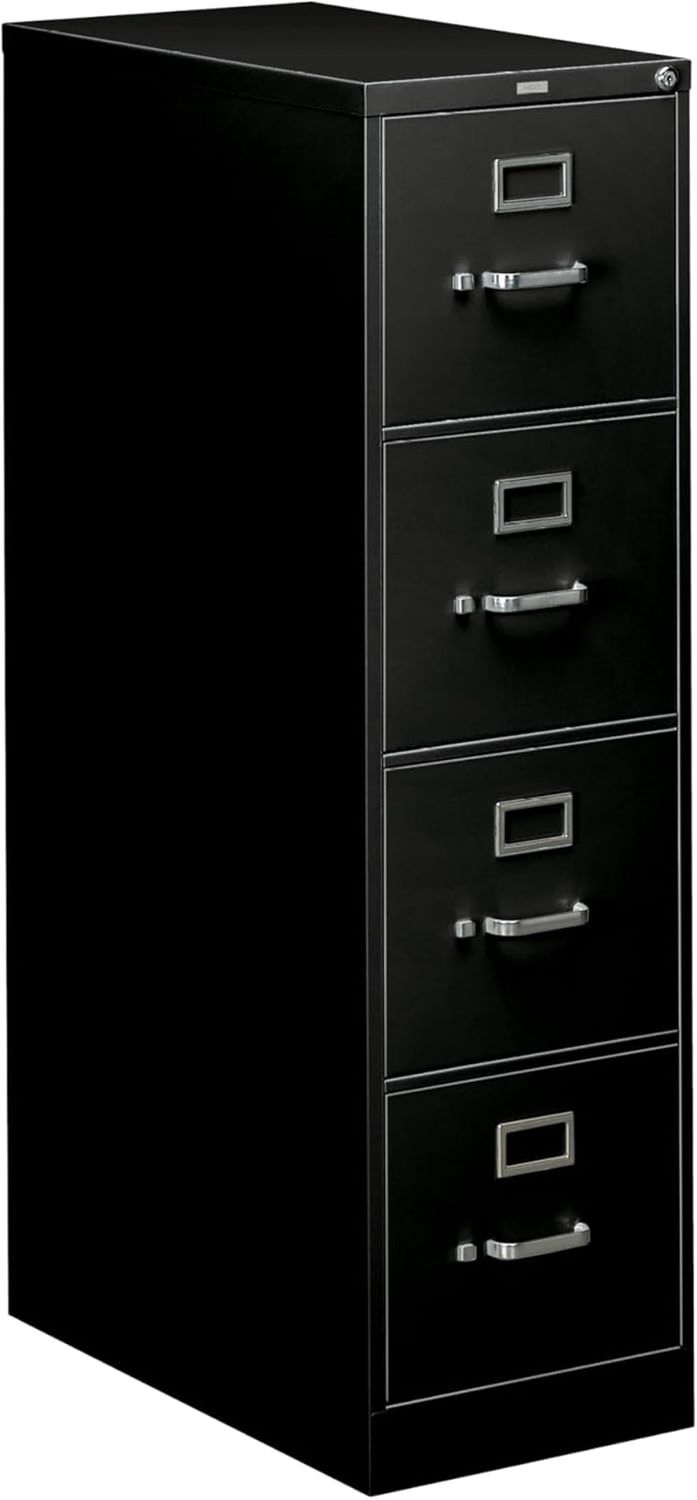 Vertical File Cabinet Letter Width, 4 Drawers, Black