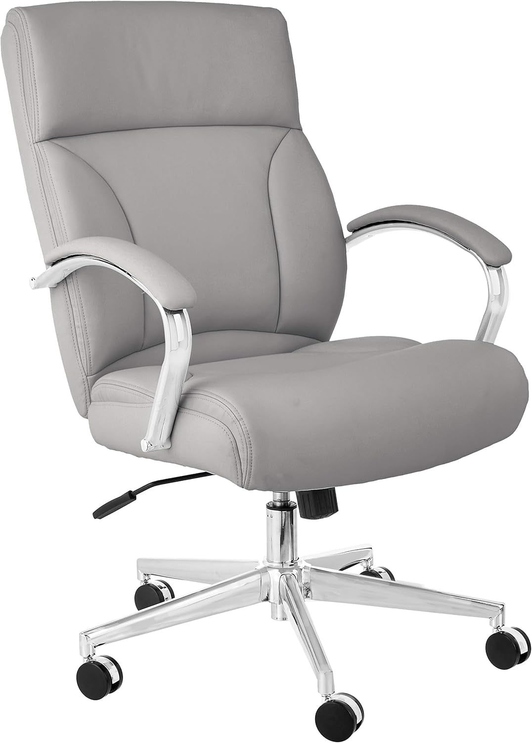 Executive Desk Chair, 275Lb Capacity, Oversized Cushion, Grey Bonded Leather, 29.13&quot;D X 25.2&quot;W X 43.11&quot;H