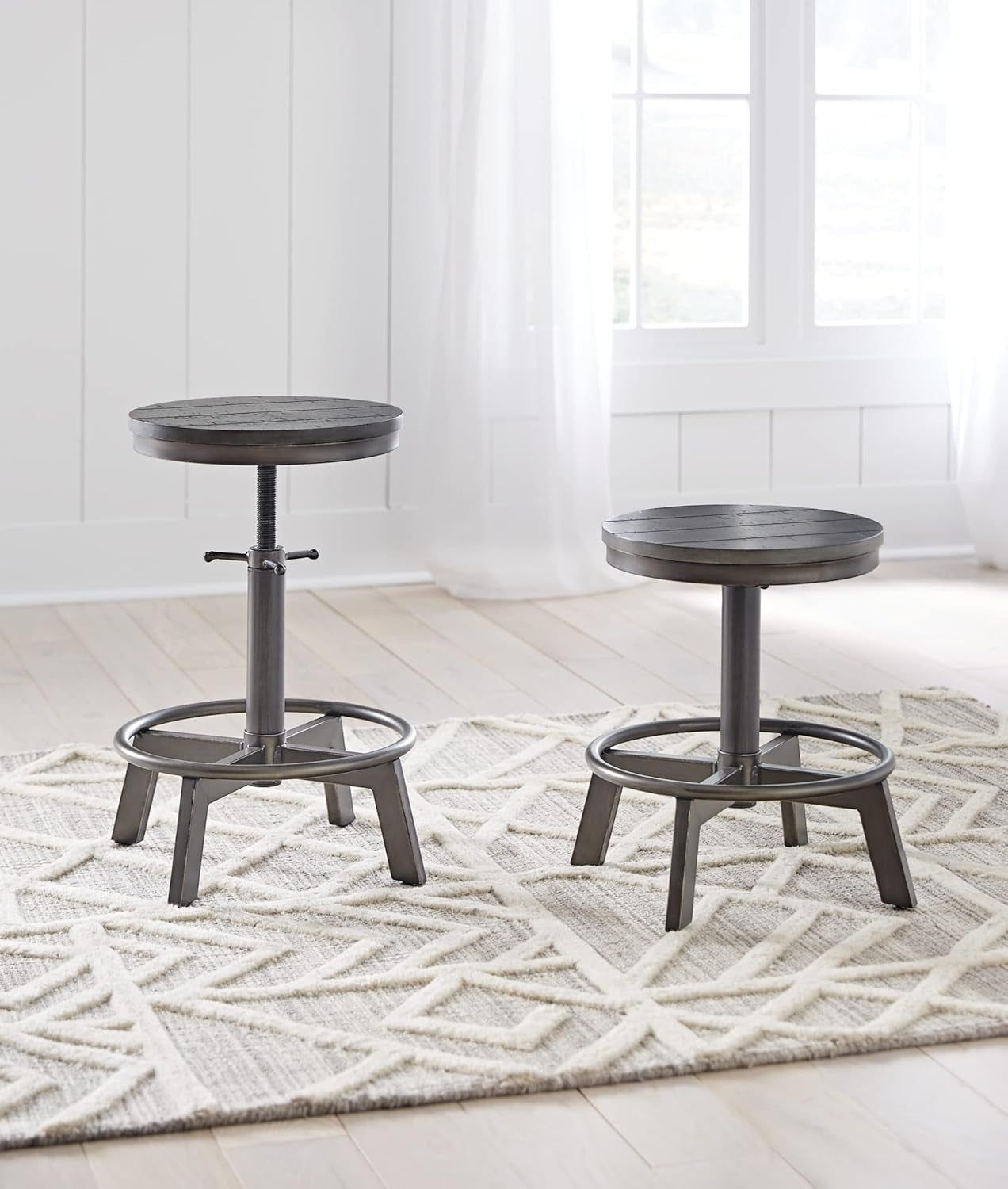 Torjin Industrial Counter Height Stool, 2 Count, Gray