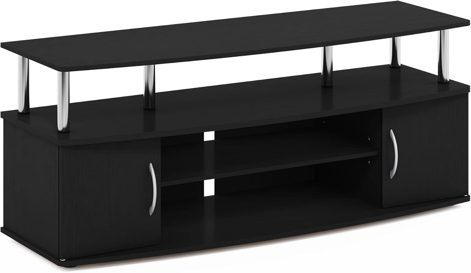 JAYA Large Entertainment Stand for TV up to 55 Inch, Americano/Chrome