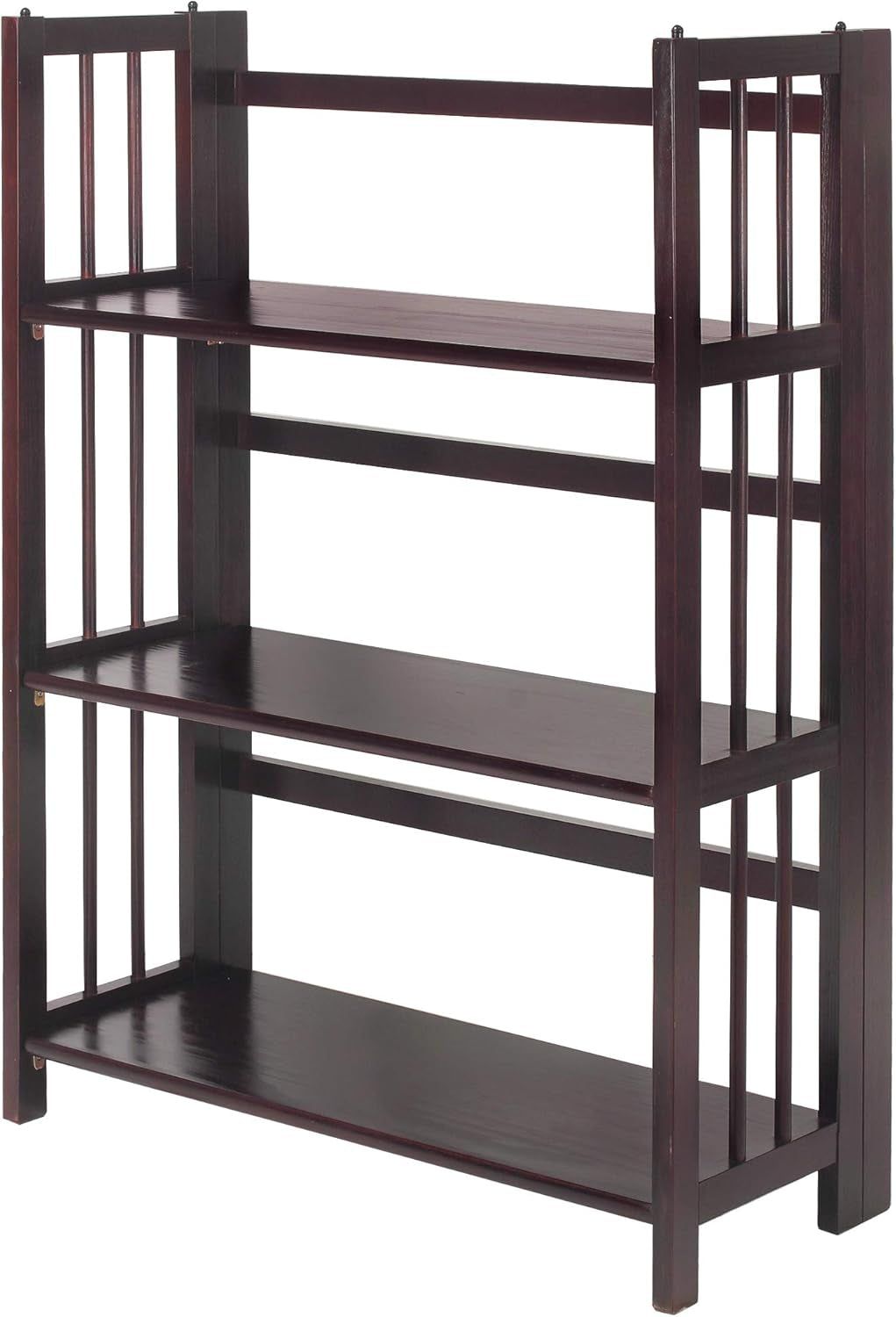 3 Shelf Folding Stackable Bookcase, 27.5&quot; Wide, Espresso