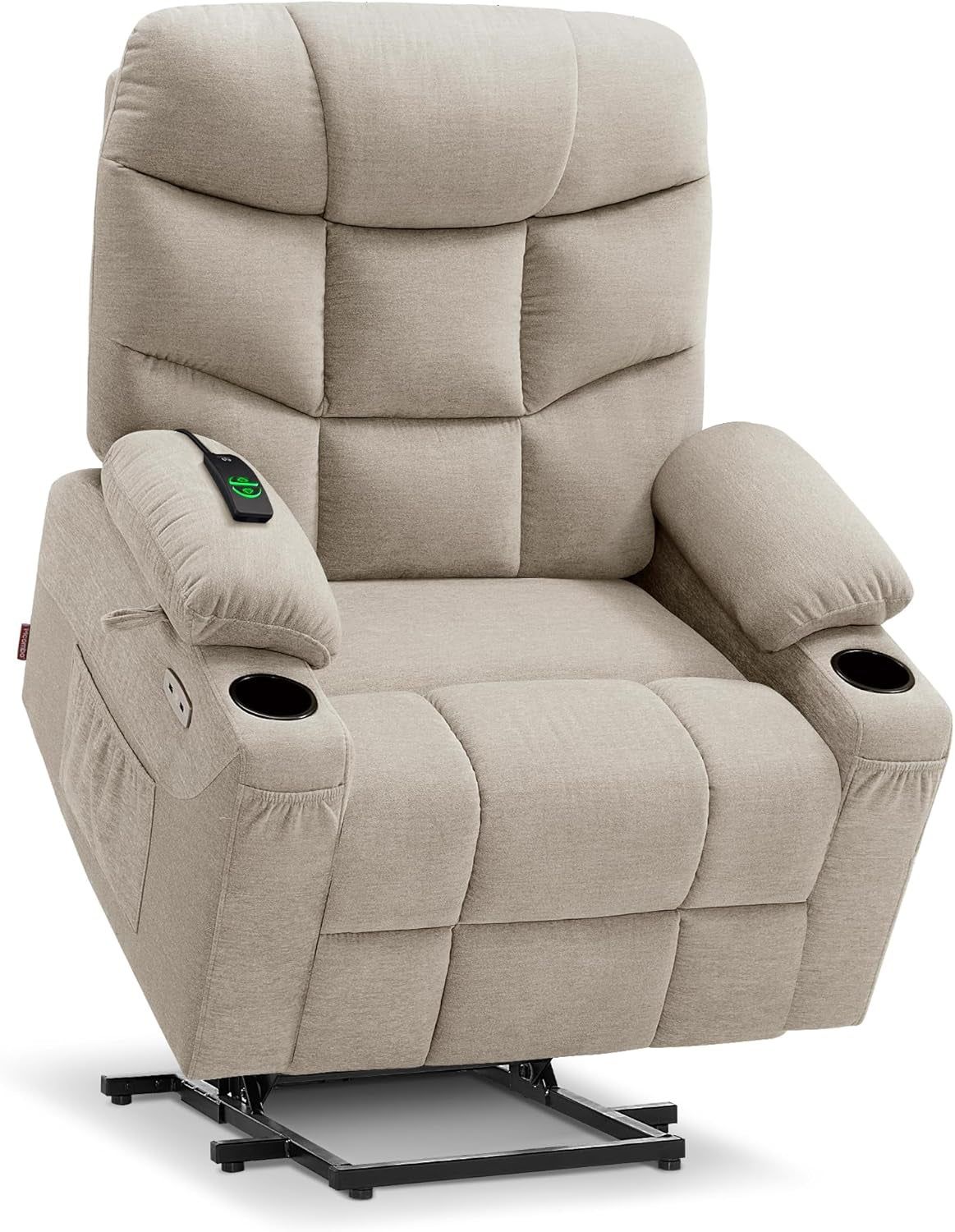 Power Lift Recliner Chair with Extended Footrest for Elderly People, Fabric 7287 (Oatmeal, Medium-Regular)
