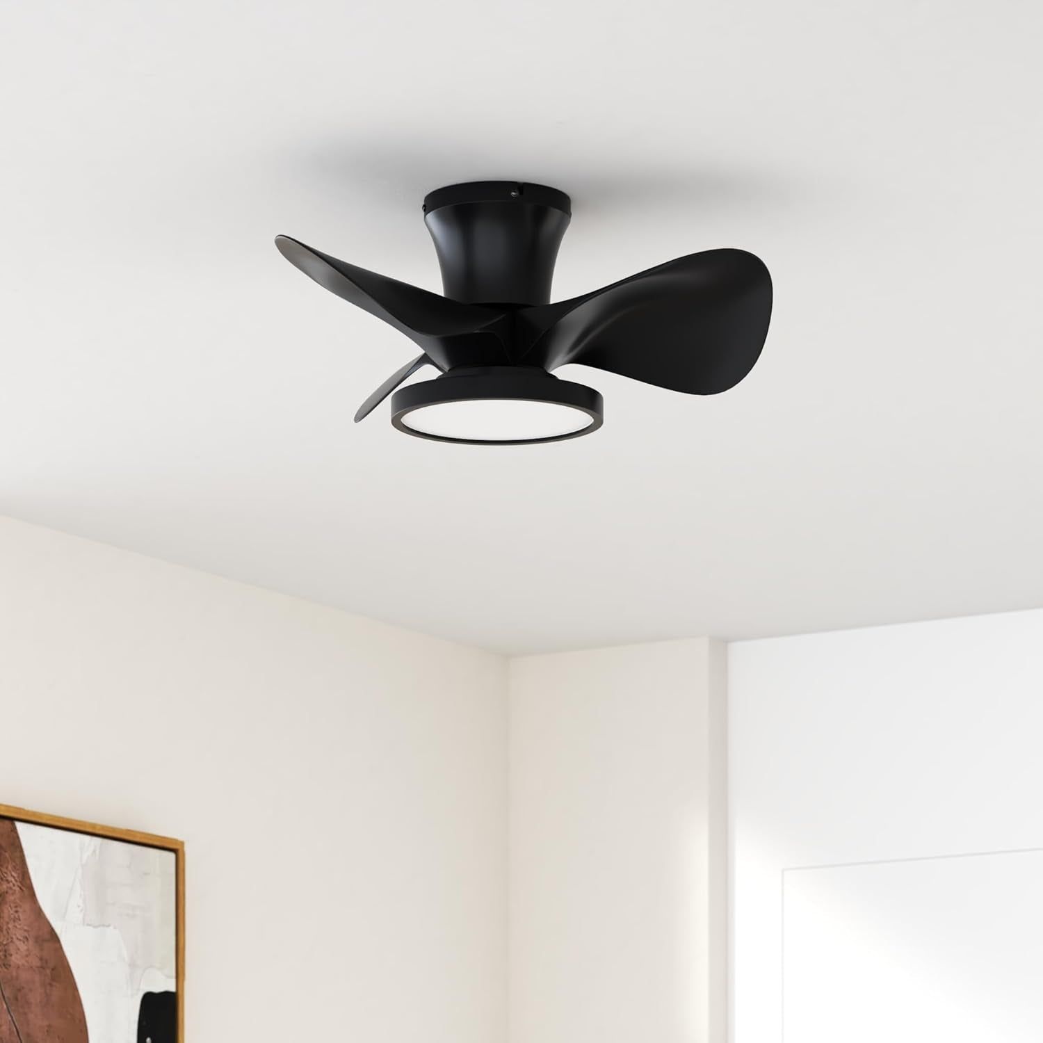 Quiet Ceiling Fan with LED Light 22 Inch Large Air Volume Remote Control for Kitchen Bedroom Dining Room Patio