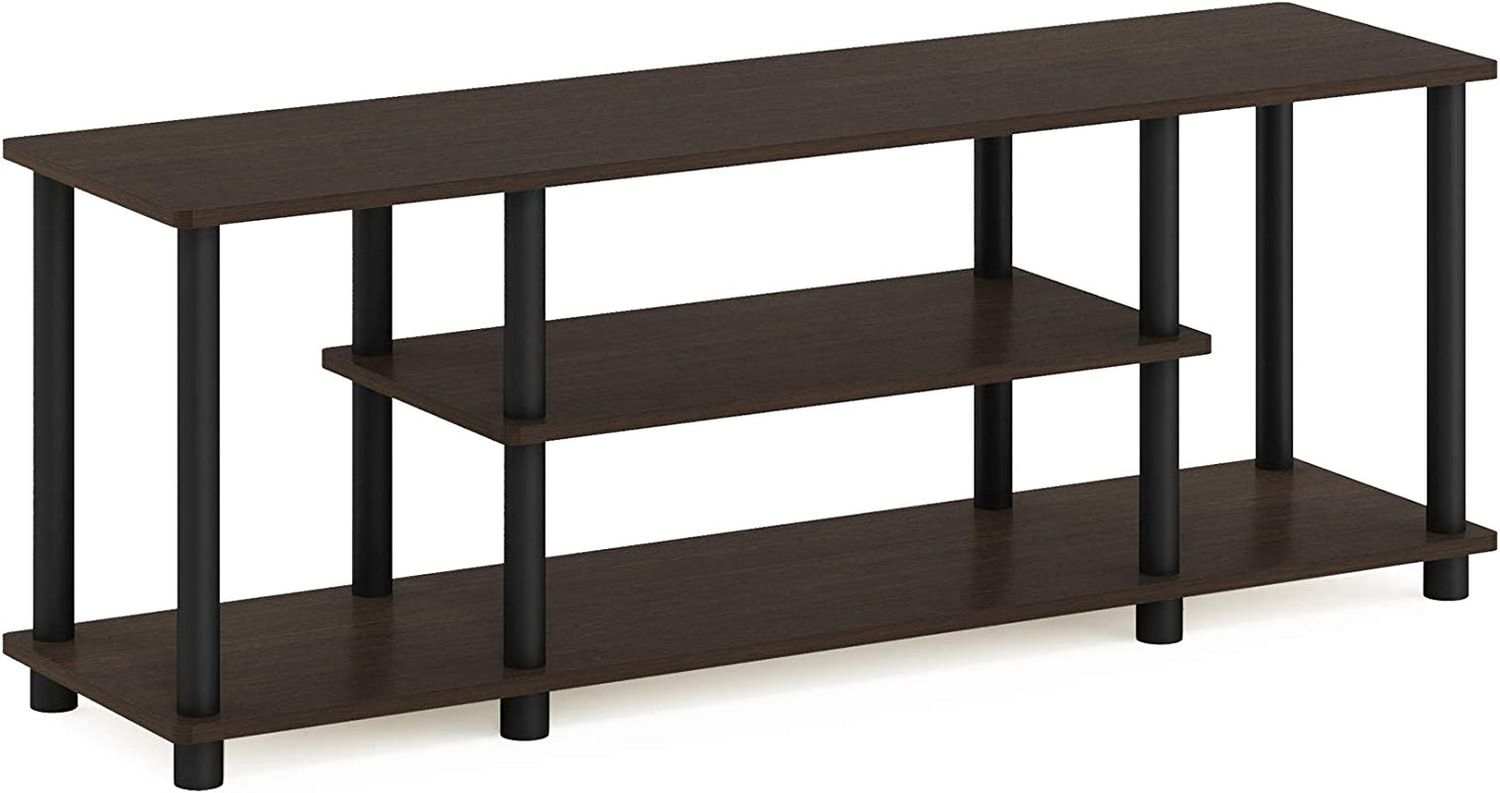 Turn-N-Tube No Tools 3D 3-Tier Entertainment TV Stand up to 50 Inch TV, round Tubes, Dark Brown / Black